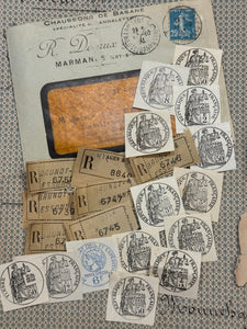 Antique French Envelope with Misc. Ephemera