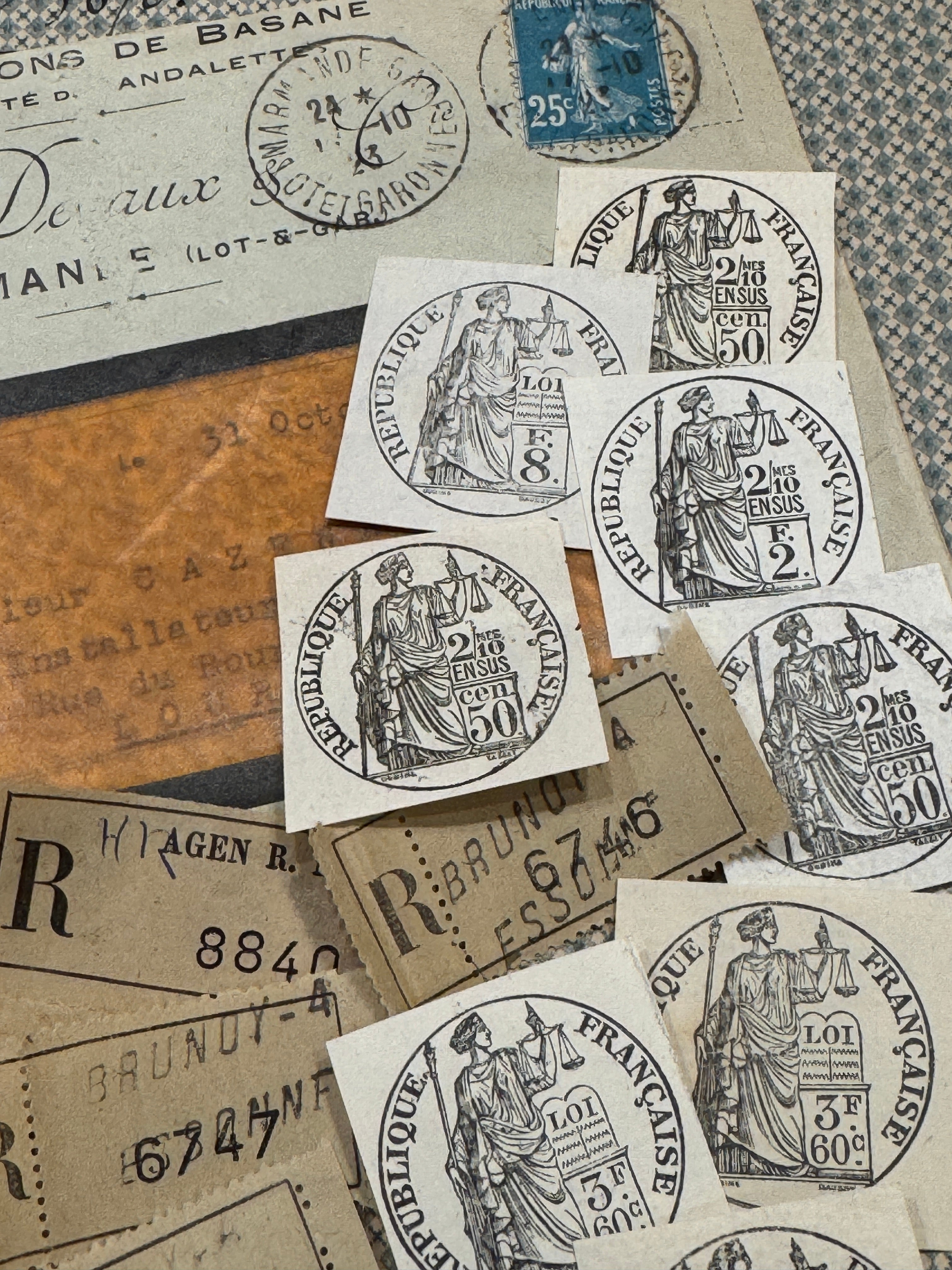 Antique French Envelope with Misc. Ephemera