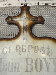 Antique French Heart Shaped Memorial Markers with Cross