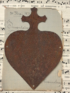 Antique French Heart Shaped Memorial Markers with Cross