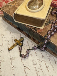 Antique Catholic Rosary in a Vintage Book Box
