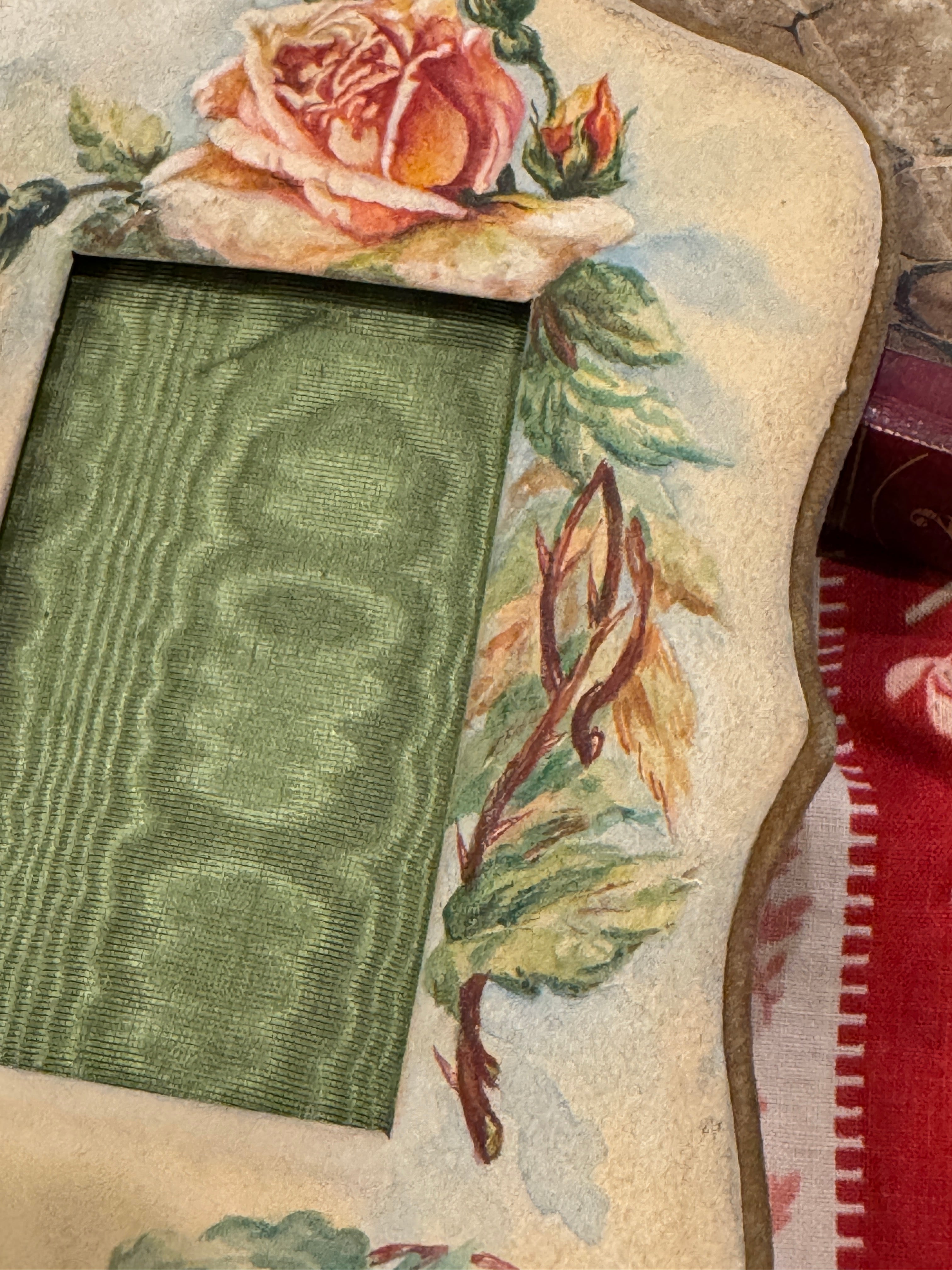 French Hand Painted Silk Picture Photo Frame