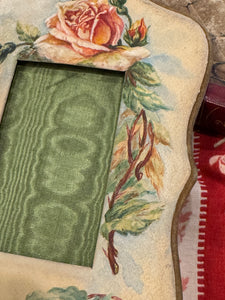 French Hand Painted Silk Picture Photo Frame