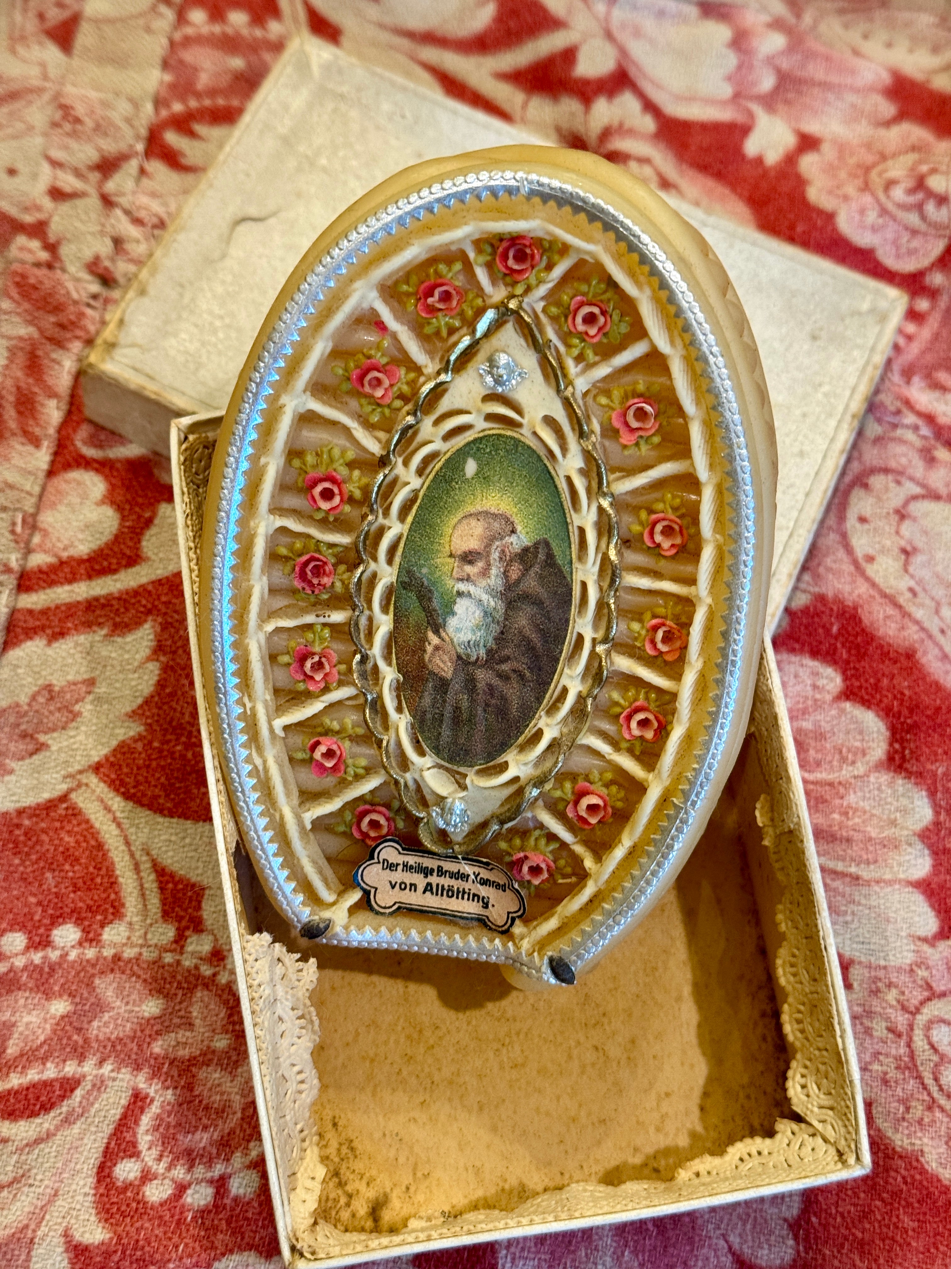 Antique 1800s Beeswax and Paper Relic