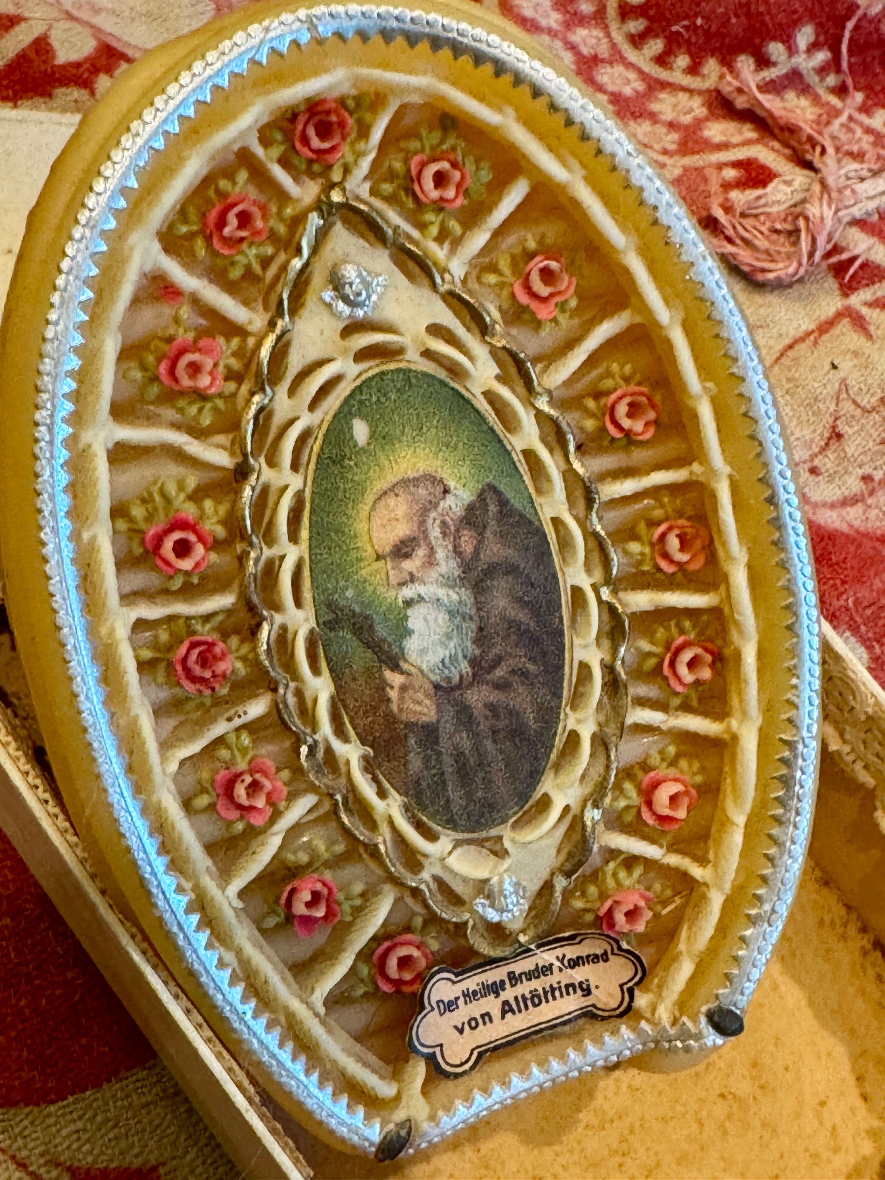 Antique 1800s Beeswax and Paper Relic