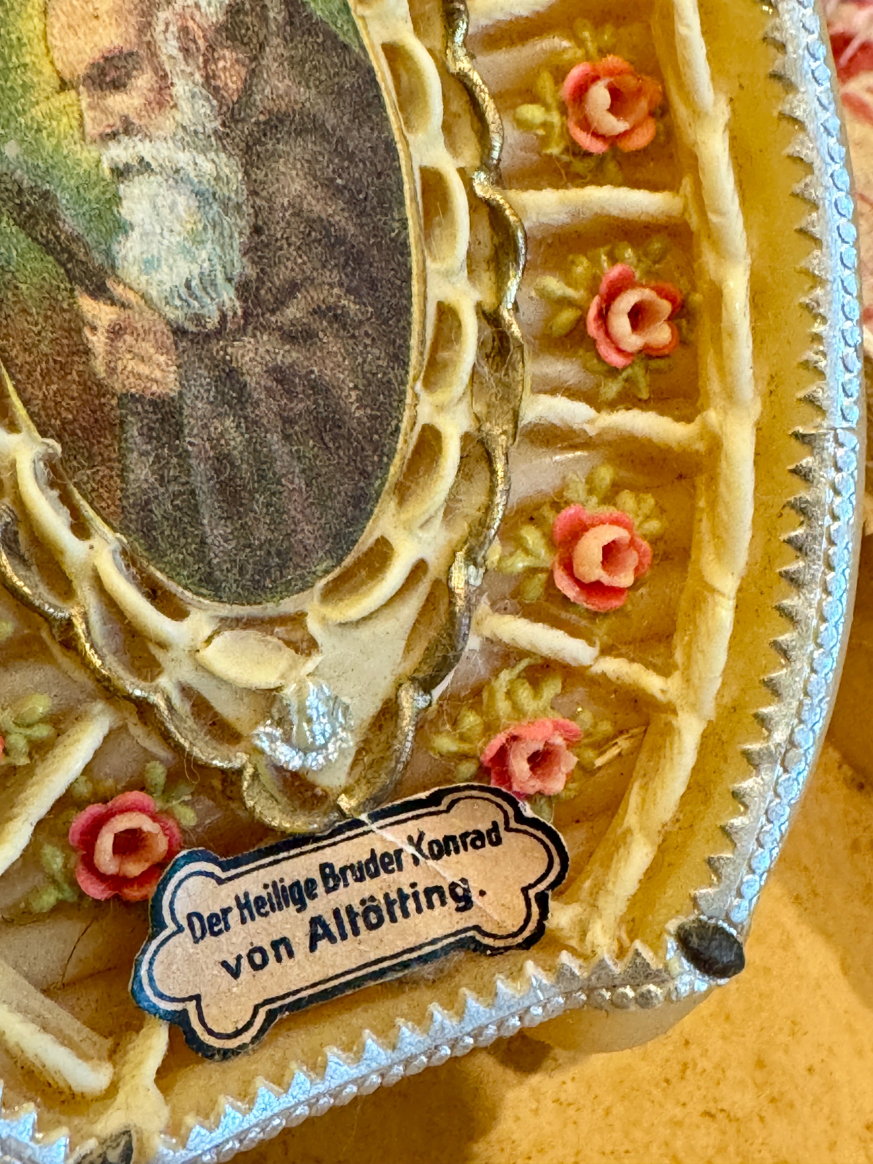 Antique 1800s Beeswax and Paper Relic