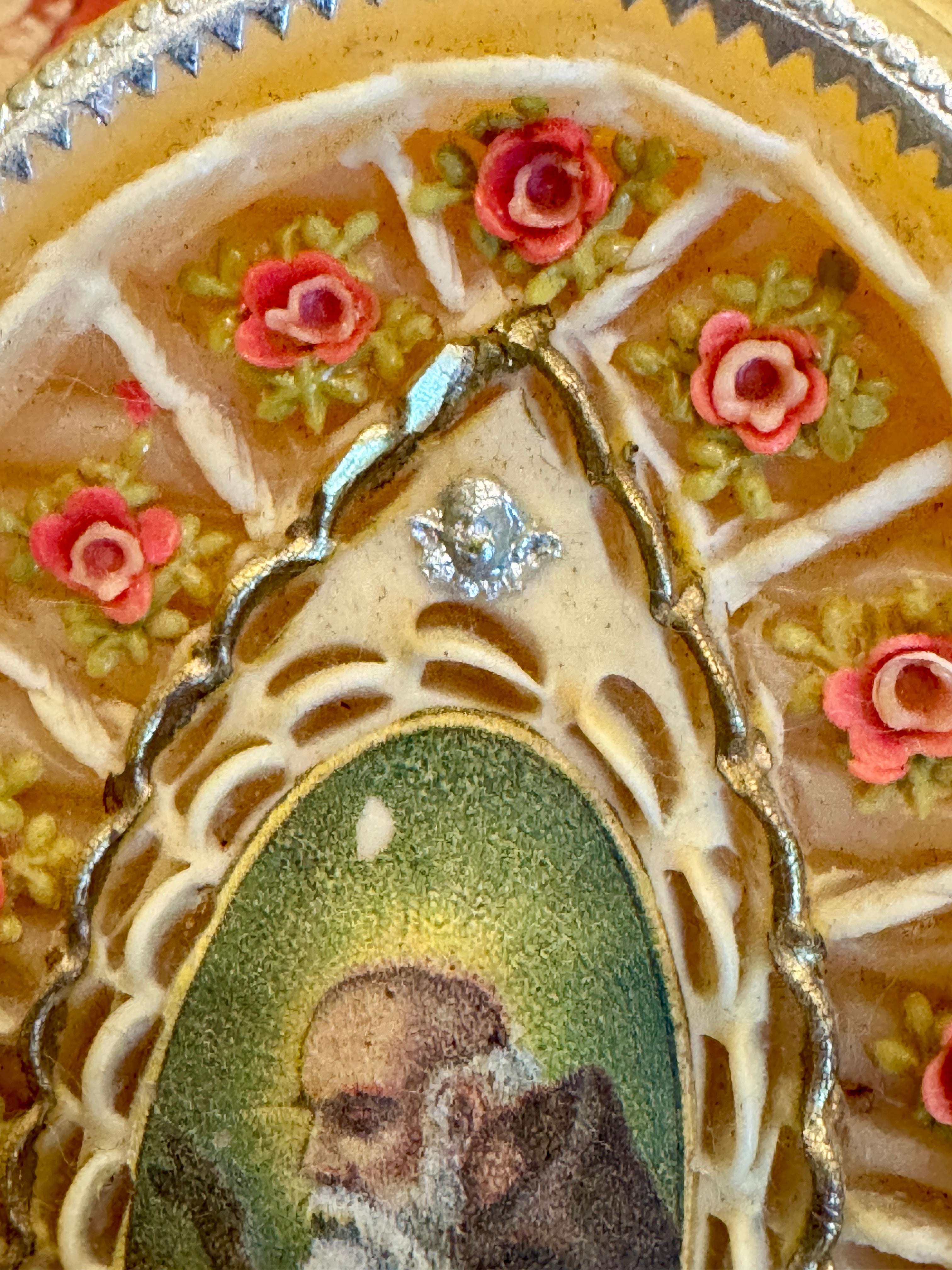 Antique 1800s Beeswax and Paper Relic