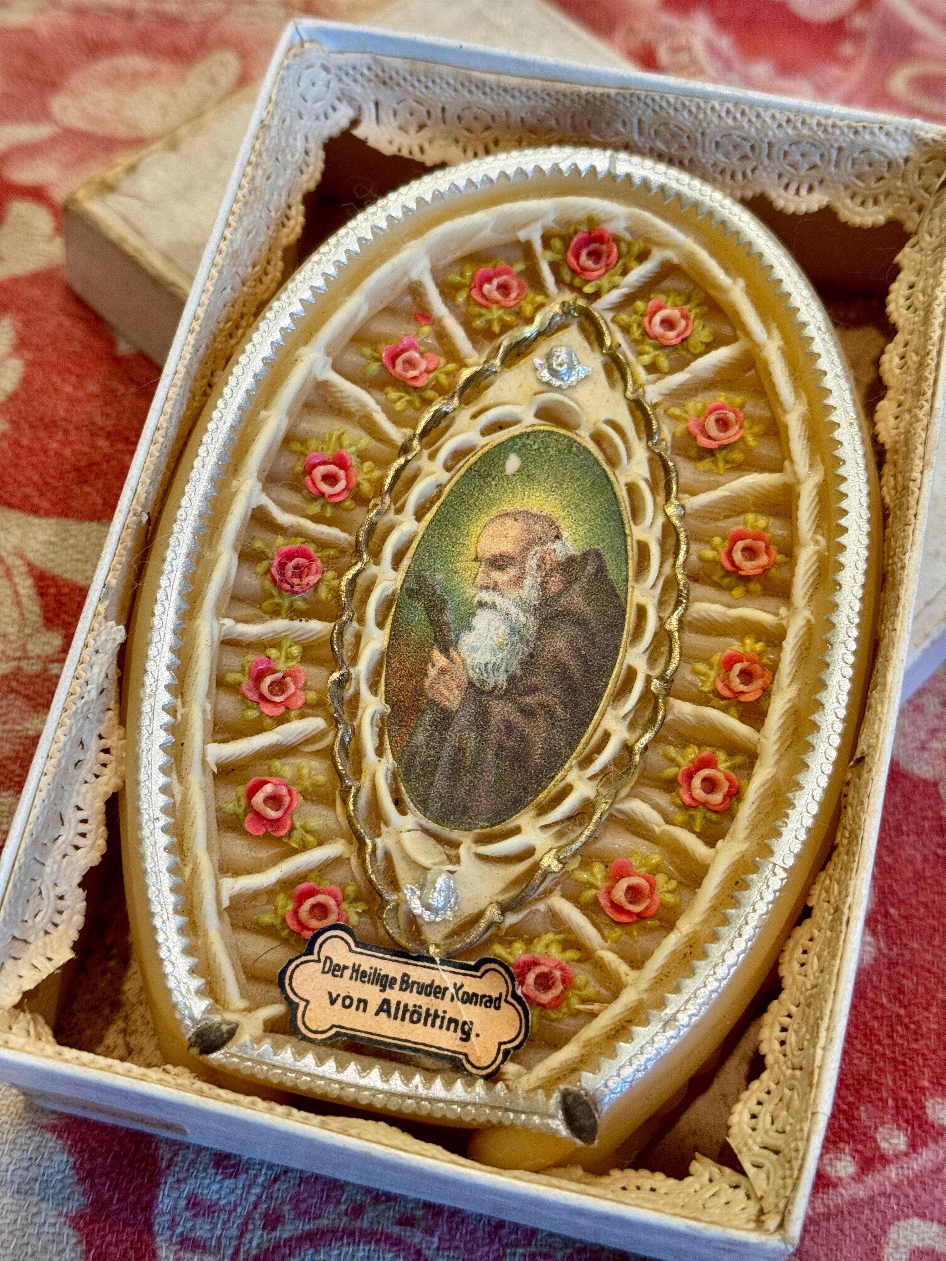 Antique 1800s Beeswax and Paper Relic