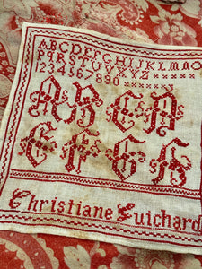 Antique 1900s French Red Work Sampler