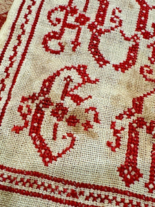 Antique 1900s French Red Work Sampler