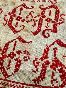 Antique 1900s French Red Work Sampler