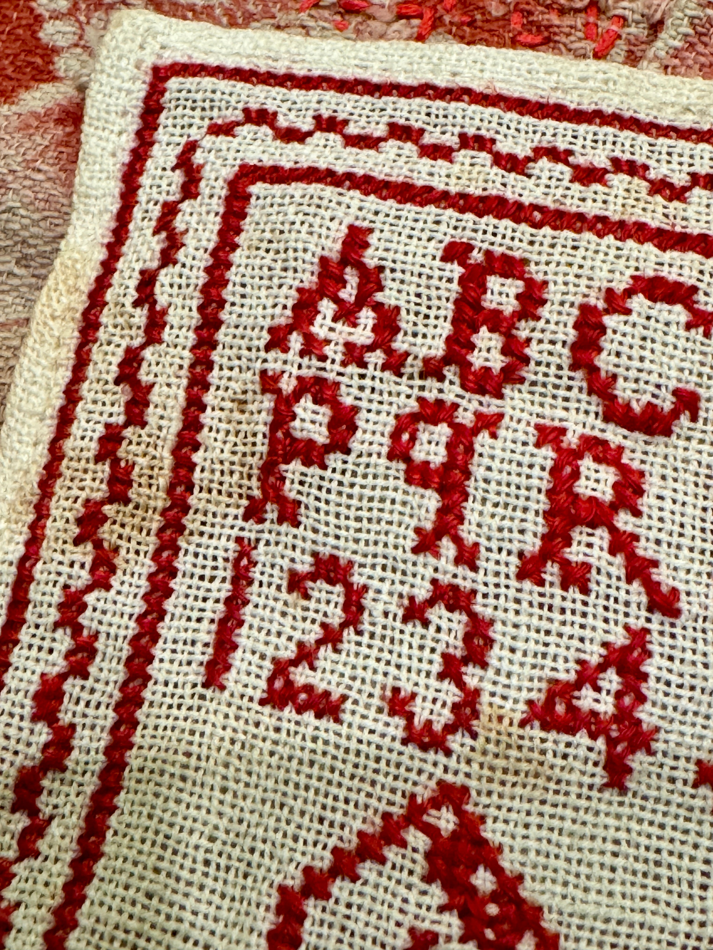 Antique 1900s French Red Work Sampler