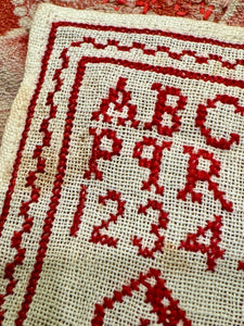Antique 1900s French Red Work Sampler