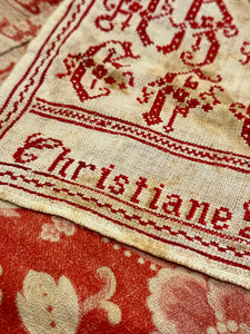 Antique 1900s French Red Work Sampler