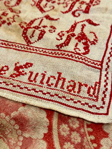 Antique 1900s French Red Work Sampler