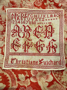 Antique 1900s French Red Work Sampler