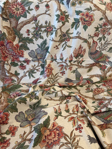 Vintage French Exotic Blooms and Birds Panel *