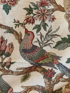 Vintage French Exotic Blooms and Birds Panel *