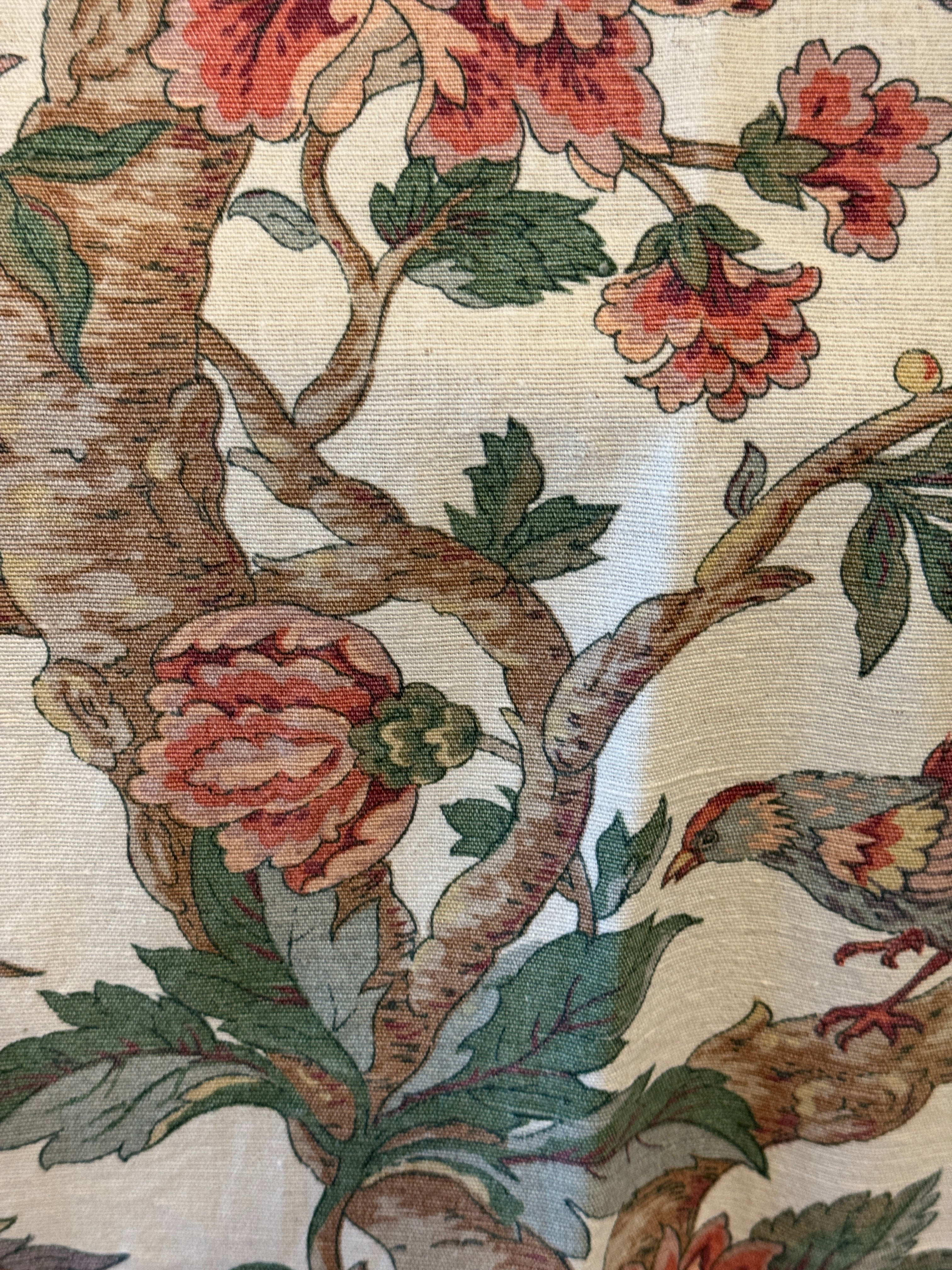 Vintage French Exotic Blooms and Birds Panel *