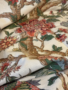 Vintage French Exotic Blooms and Birds Panel *