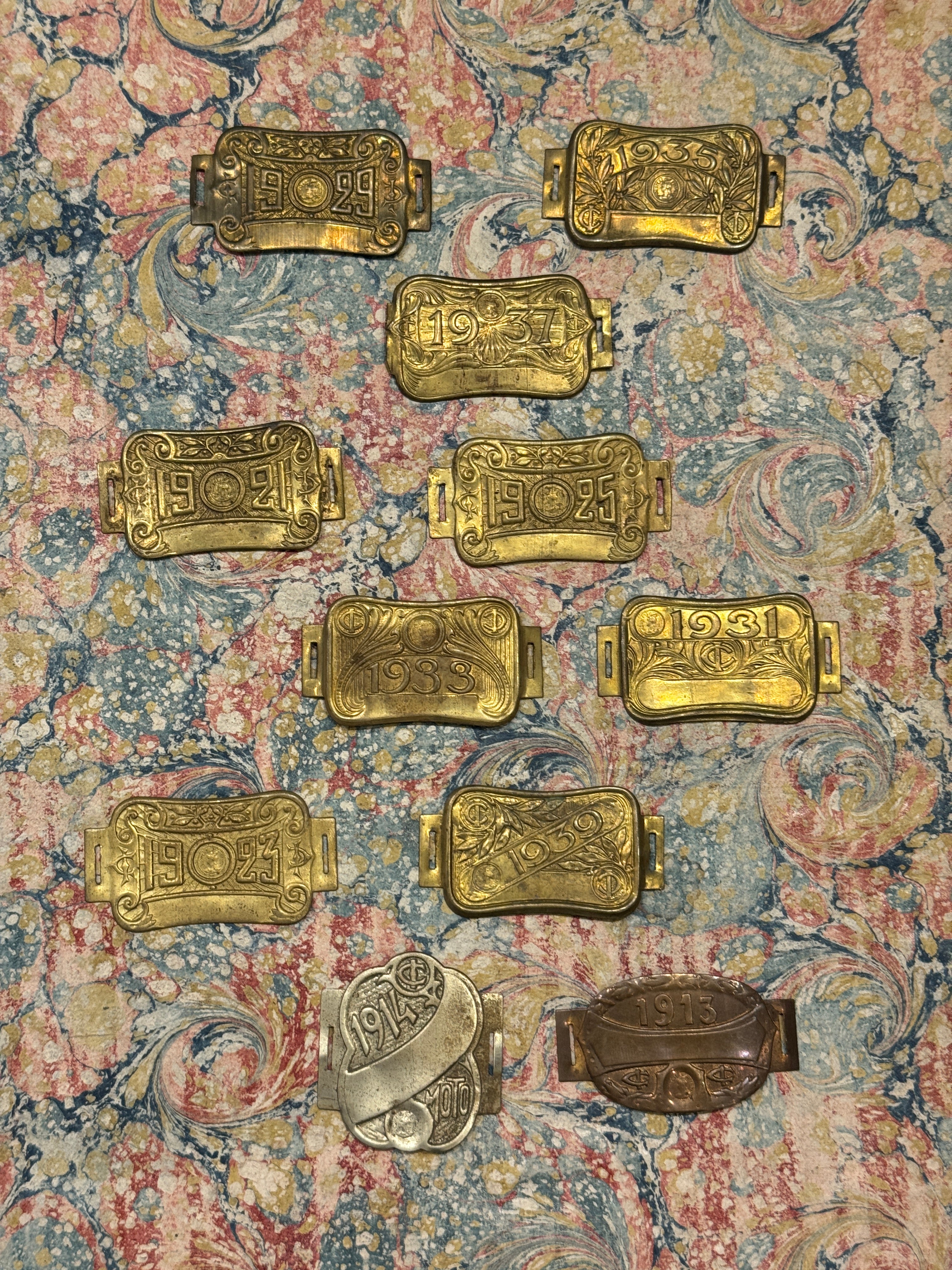 Antique French Brass Bicycle Plates