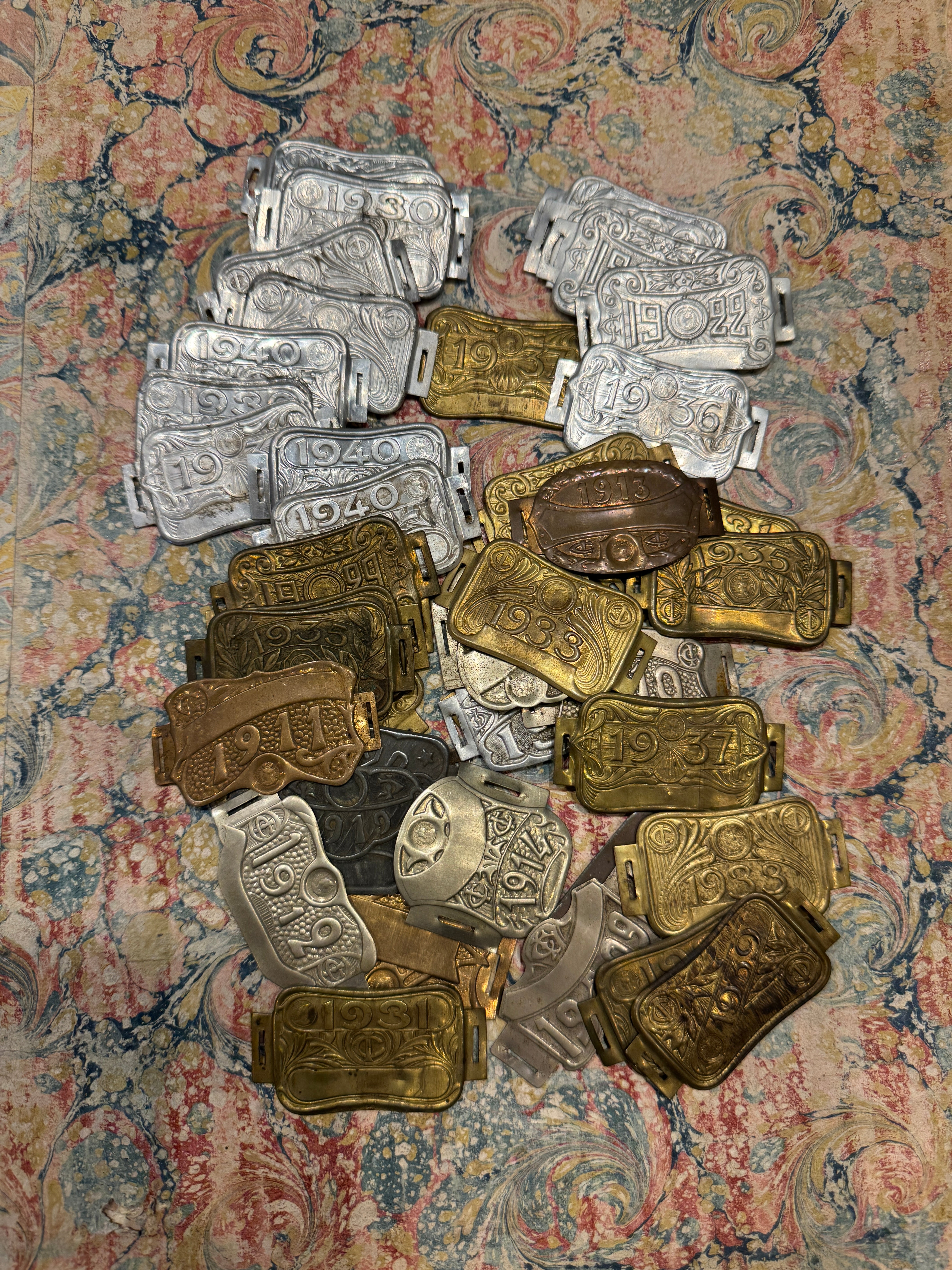 Antique French Brass Bicycle Plates