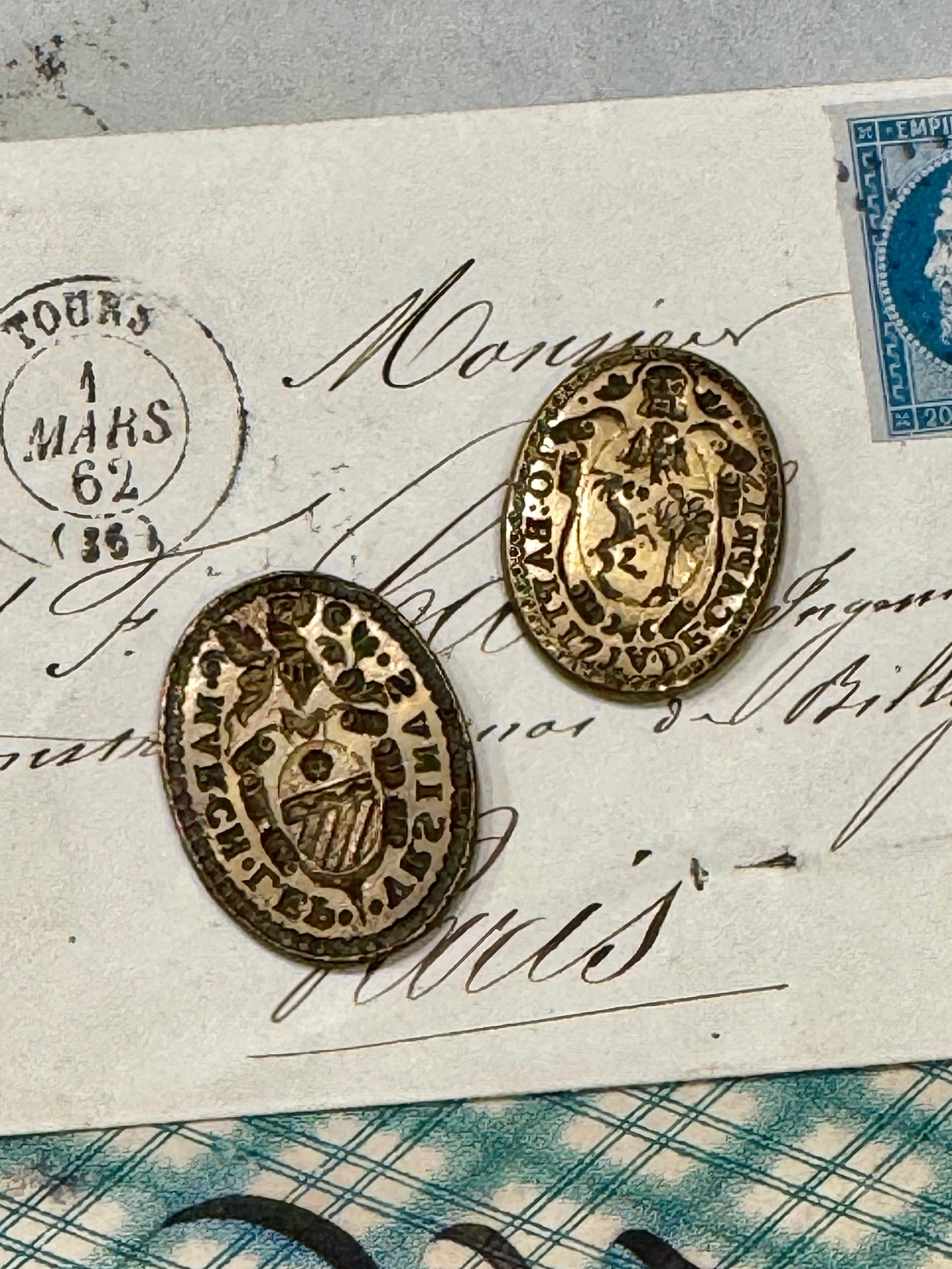 Pair of Small 18th Century Continental Armorial Wax Seals