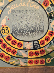 Vintage French Jeu de l'Oie Game Board - The Game Of Goose