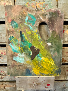 Vintage French Artists Wood Palette with Oil Paint