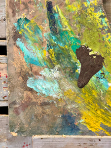 Vintage French Artists Wood Palette with Oil Paint