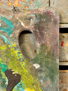 Vintage French Artists Wood Palette with Oil Paint