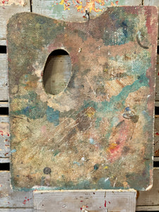 Vintage French Artists Wood Palette with Oil Paint