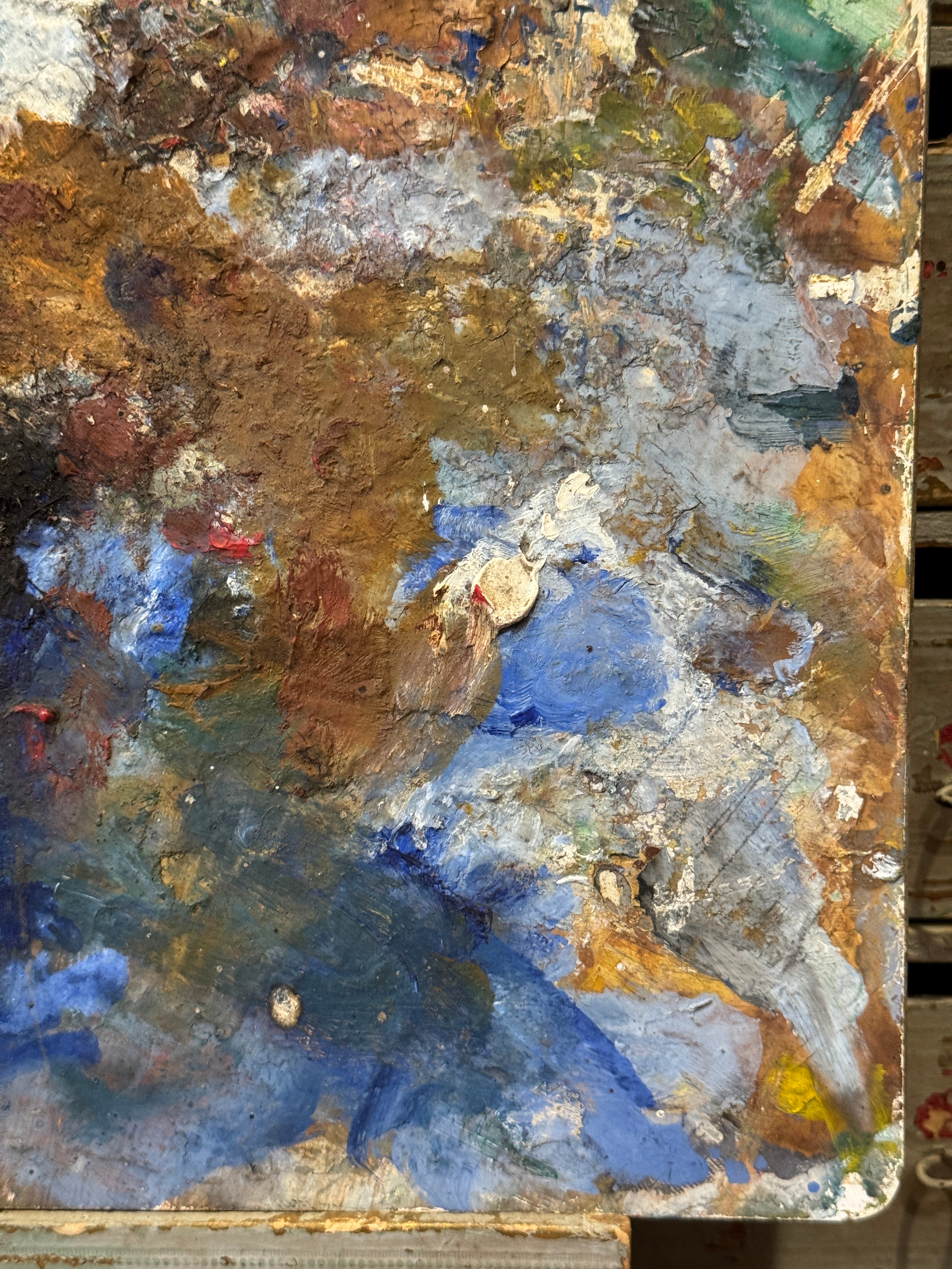 Vintage French Artists Palette with Oil Paint