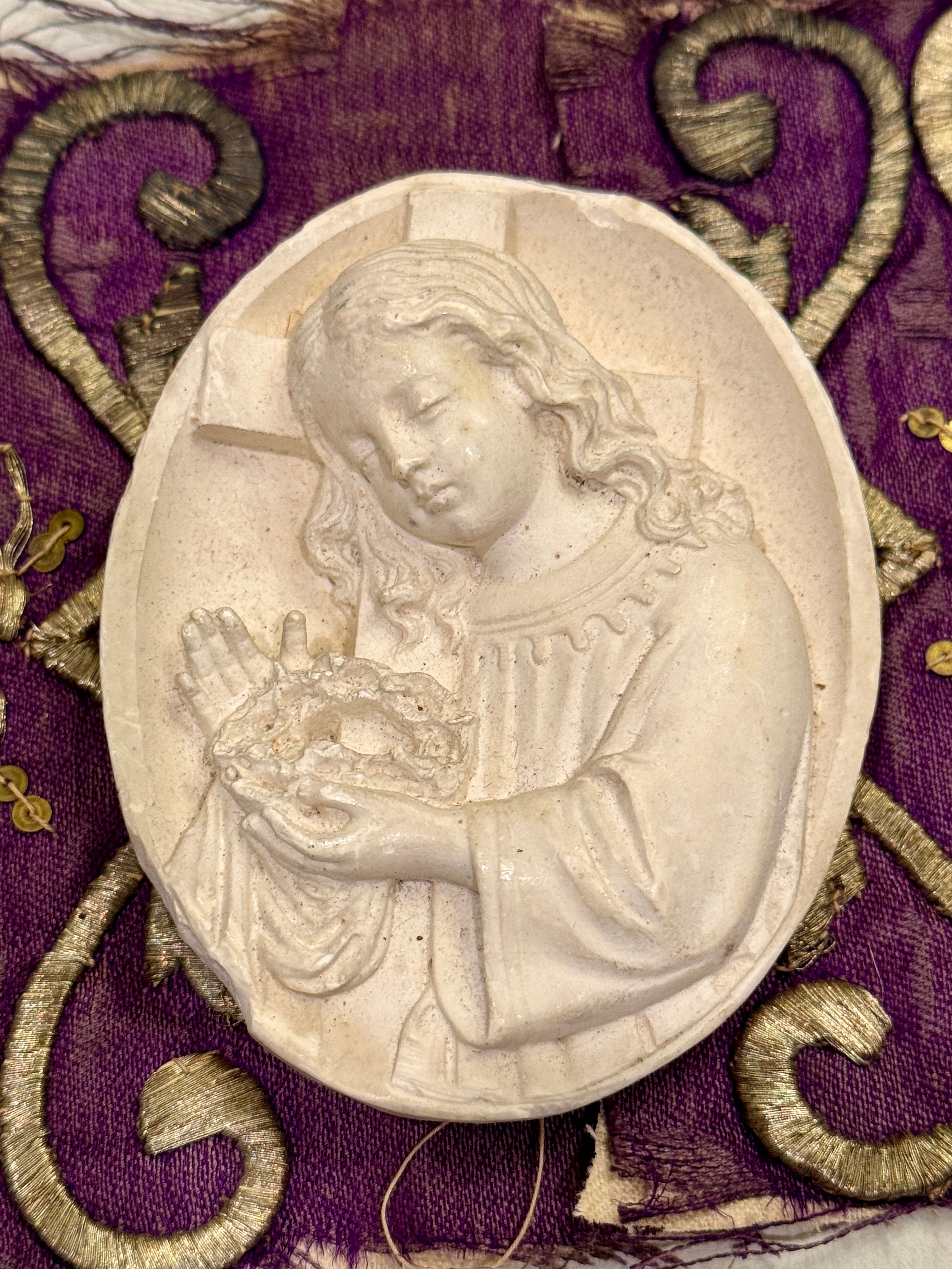 1800s Antique Meerschaum French Religious Icon