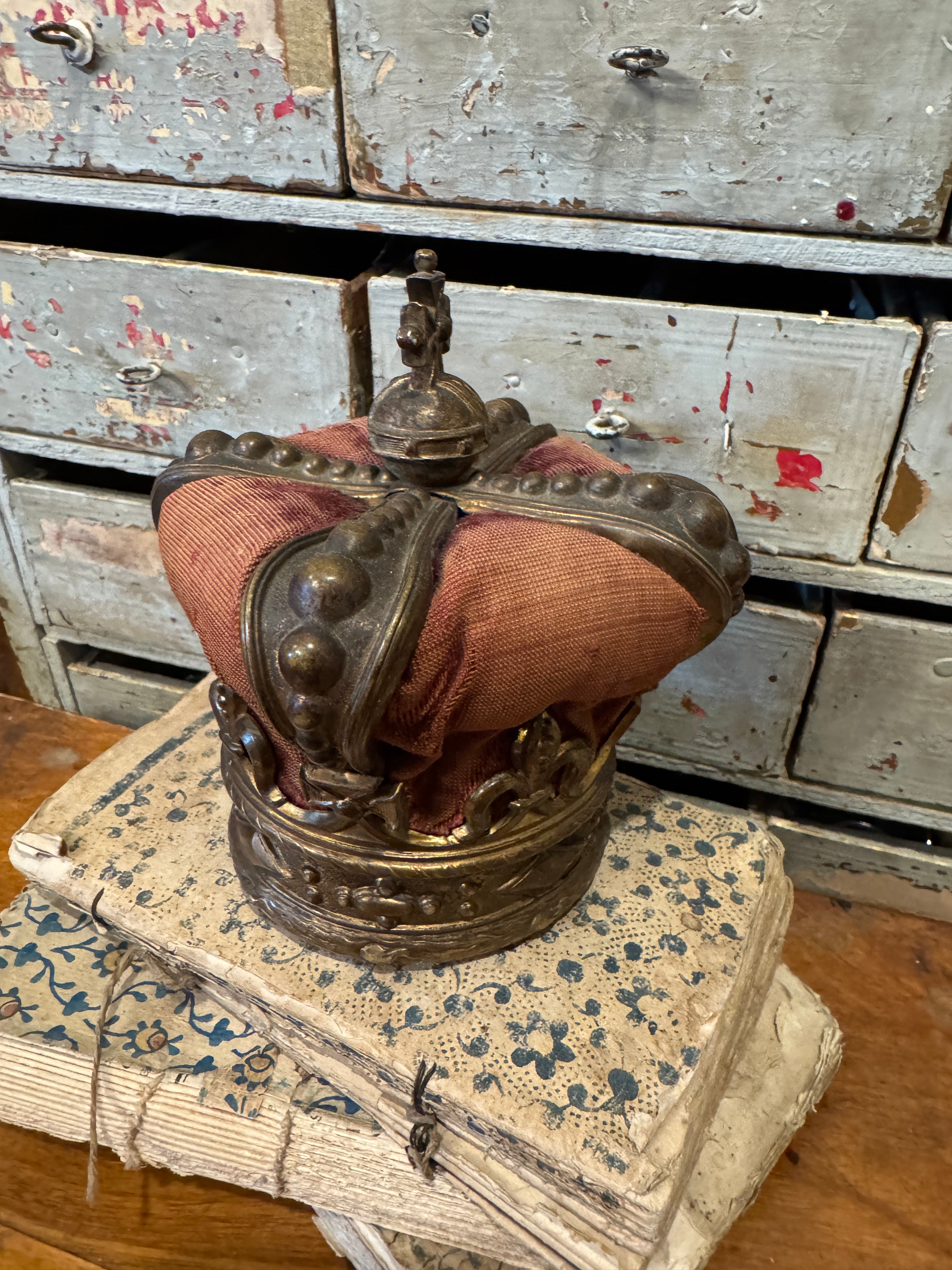 RARE Antique French Crown Relic Holder