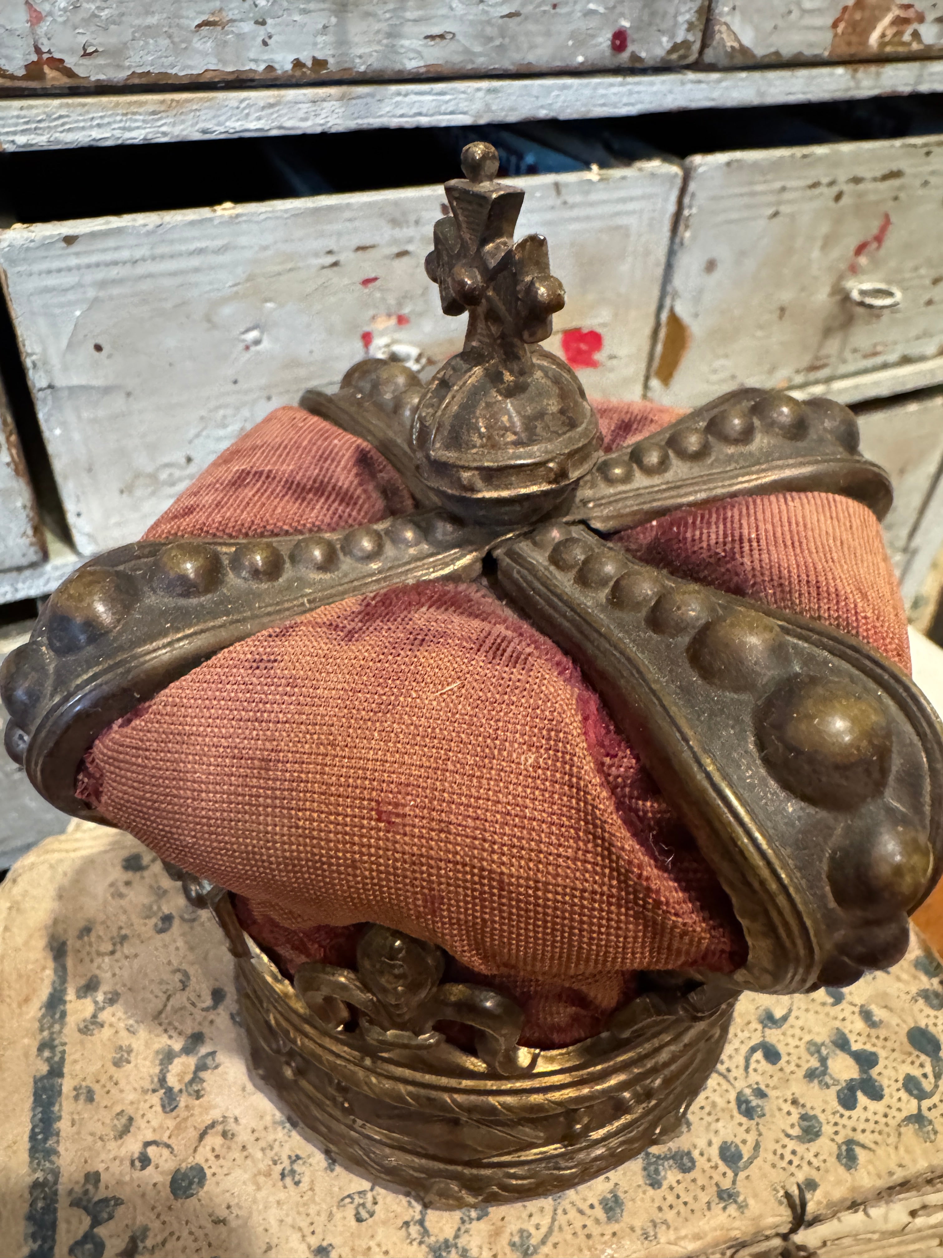 RARE Antique French Crown Relic Holder