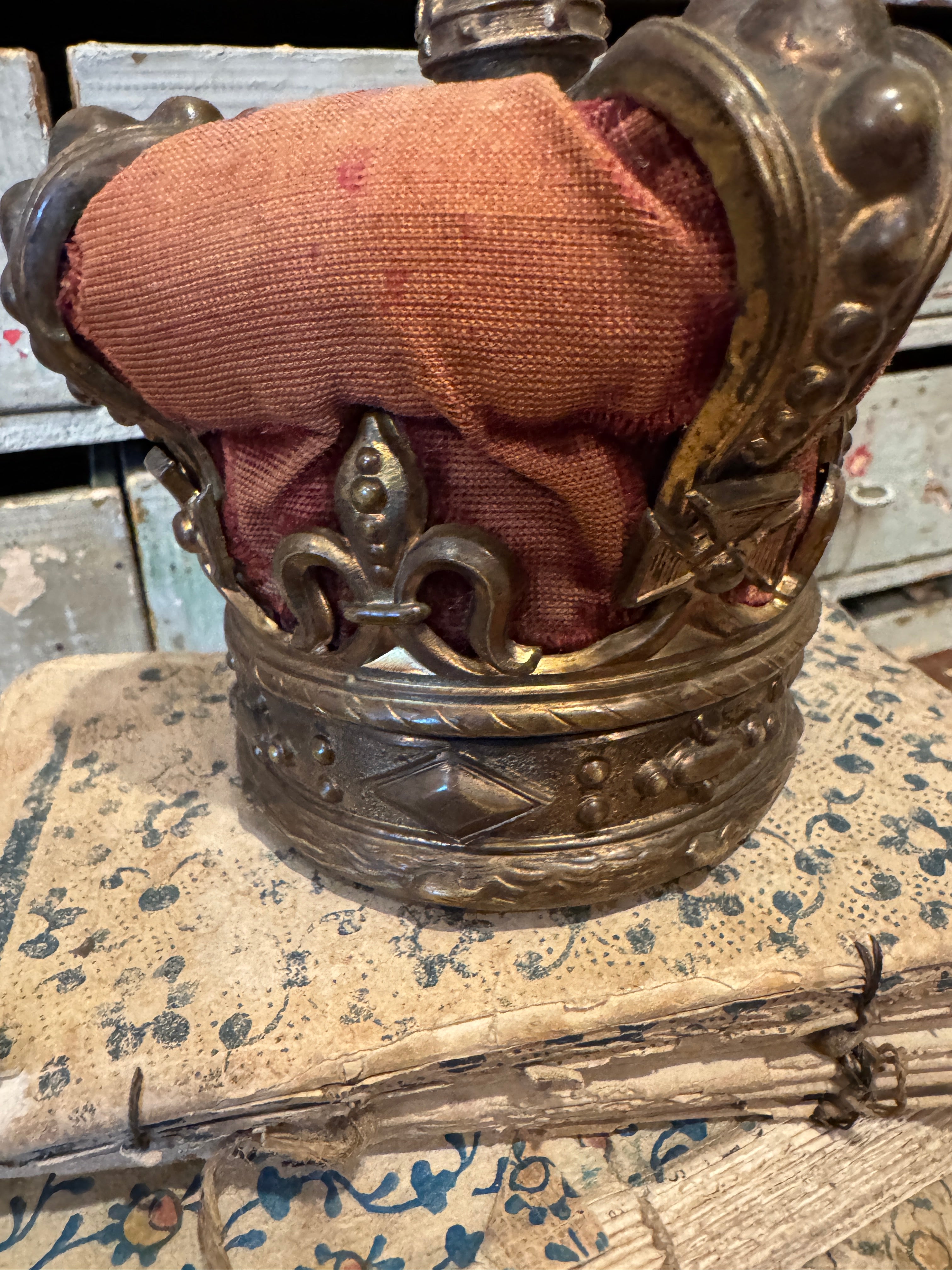 RARE Antique French Crown Relic Holder