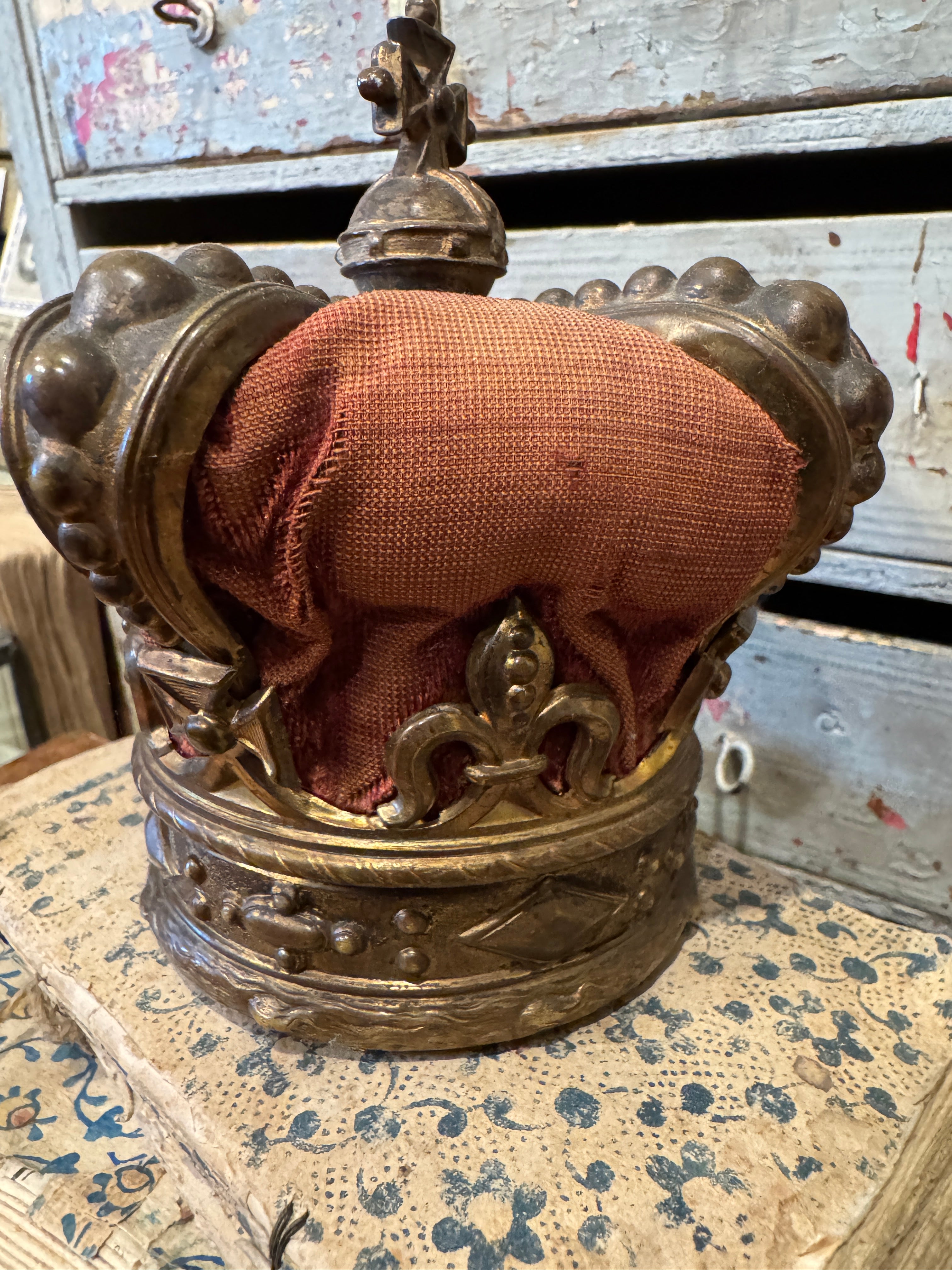 RARE Antique French Crown Relic Holder