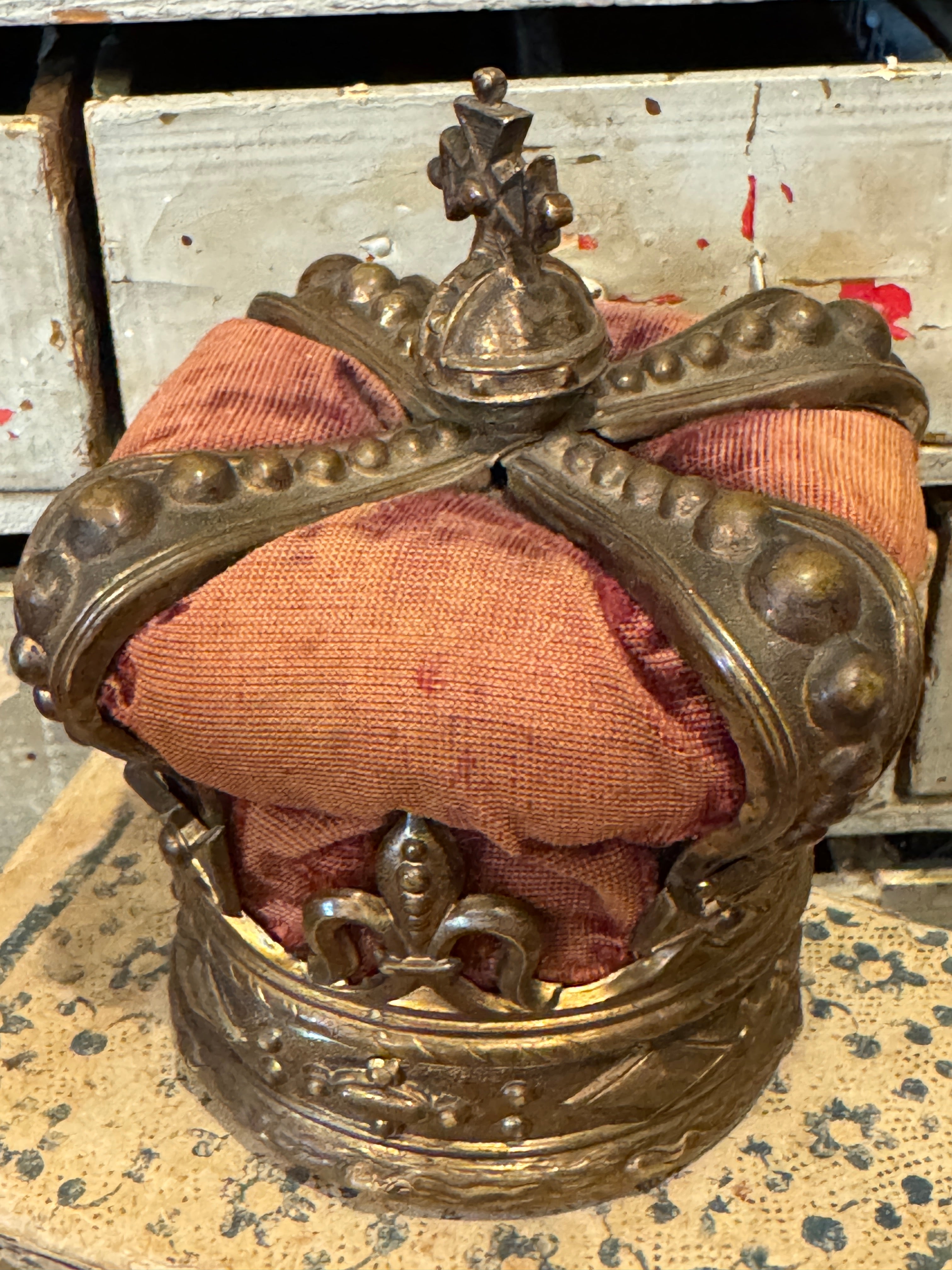 RARE Antique French Crown Relic Holder