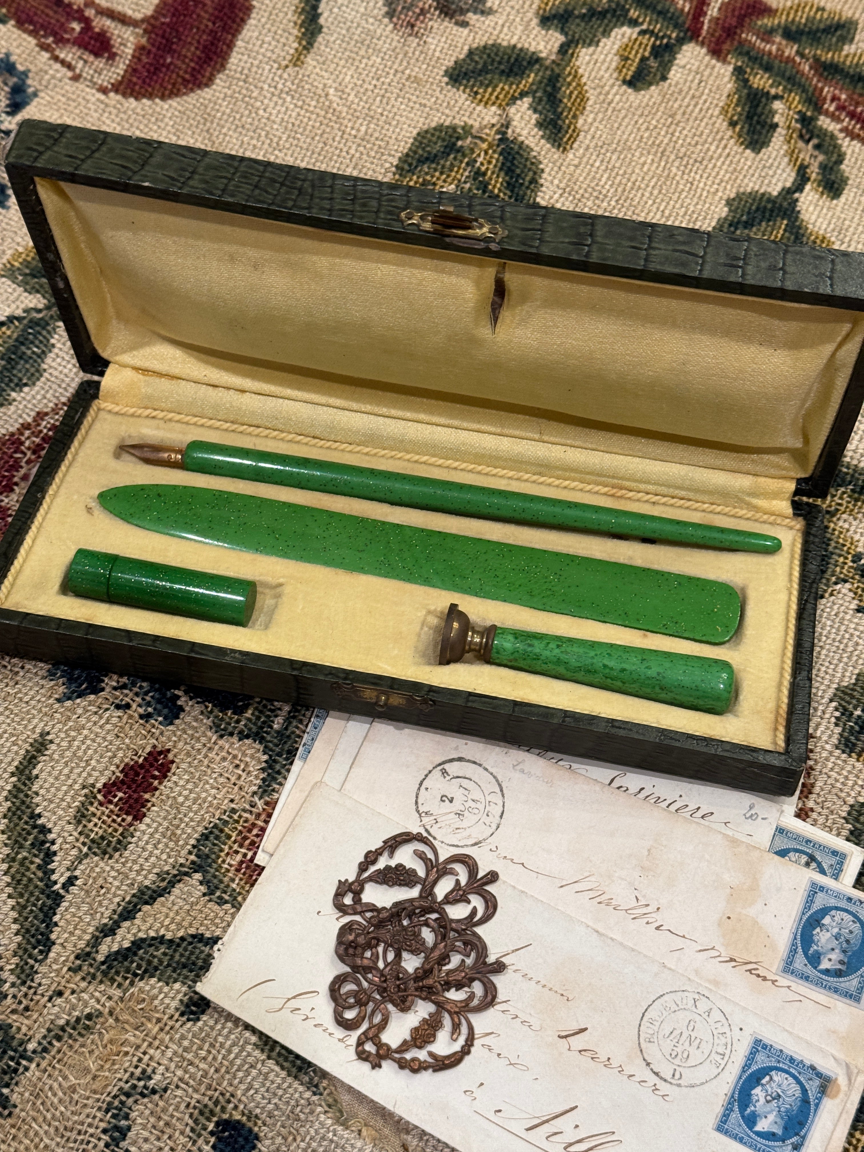 French Art Deco 1920s Writing Desk Set