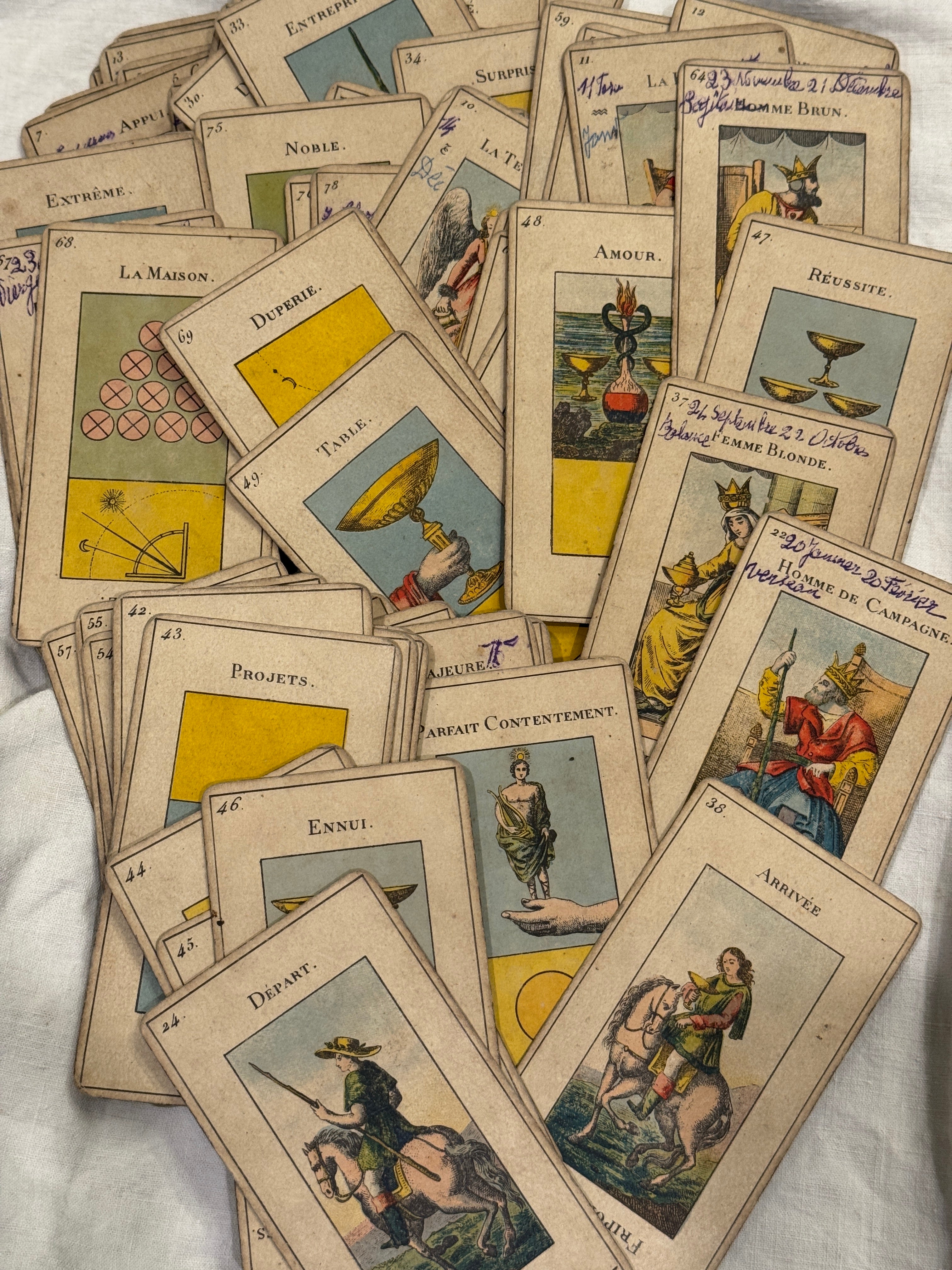 Antique 1890s Grimaud Grand Etteilla Tarot Cards