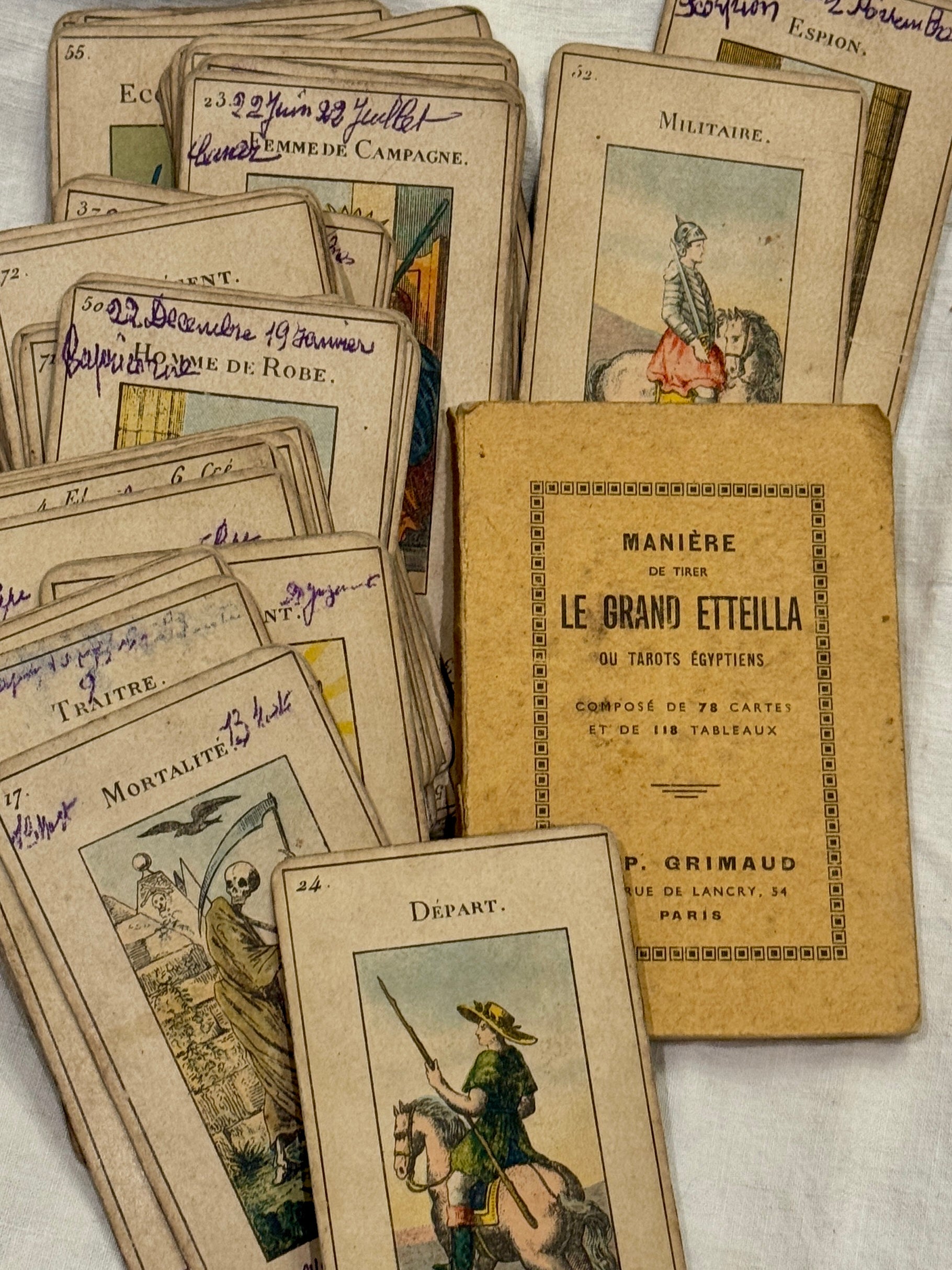 Antique 1890s Grimaud Grand Etteilla Tarot Cards