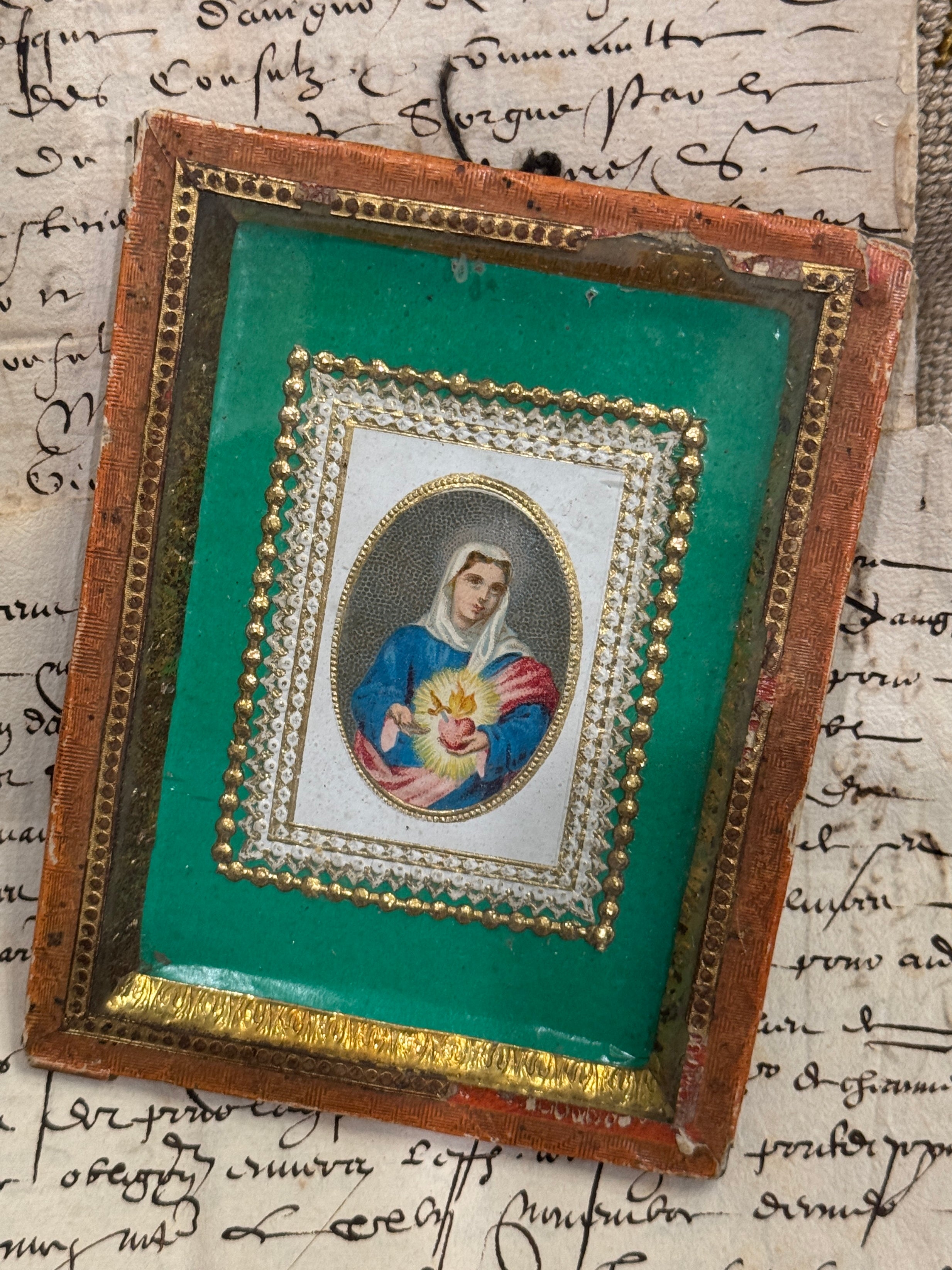 Antique 1800s French Sacred Heart Relic