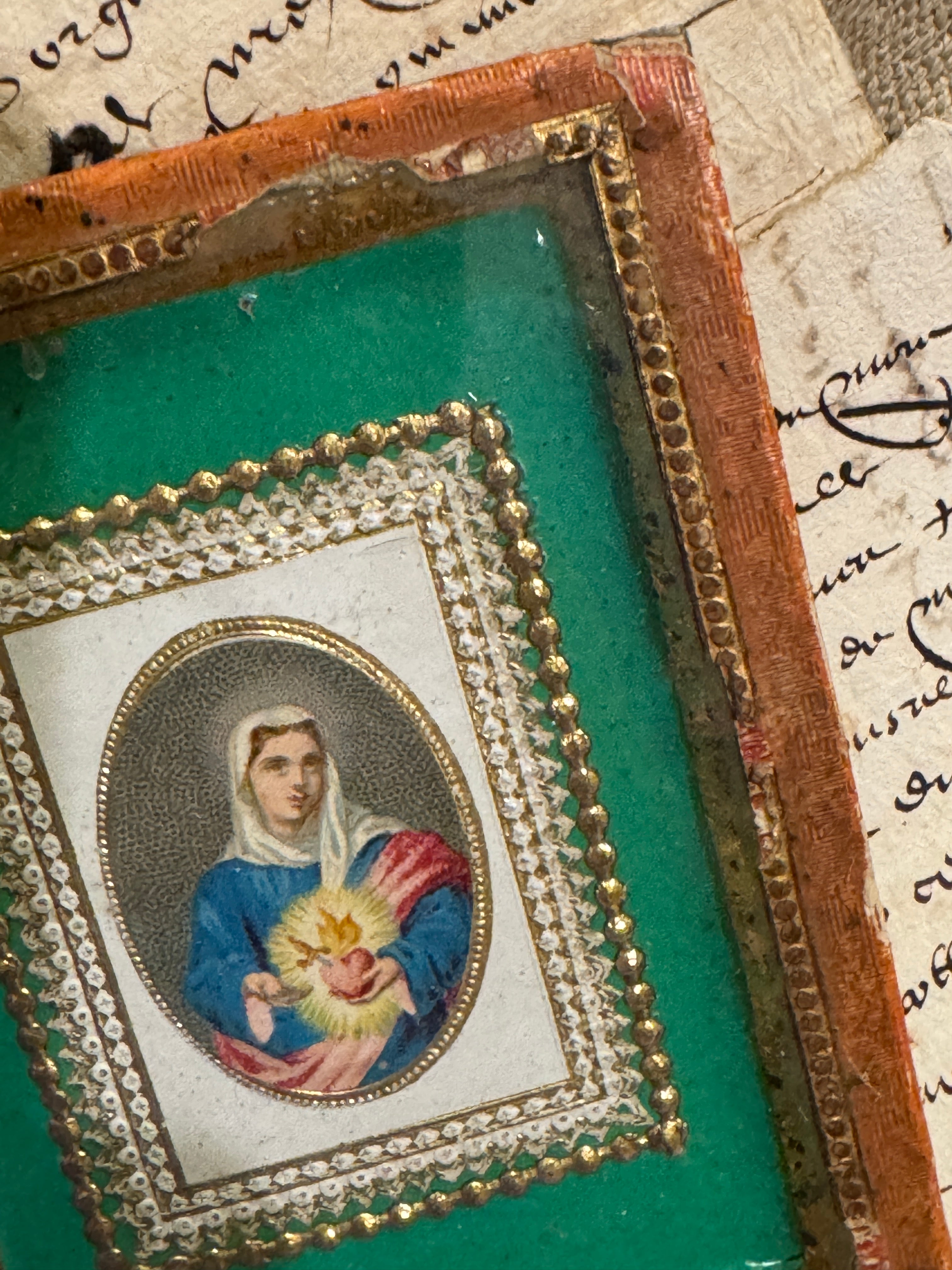 Antique 1800s French Sacred Heart Relic