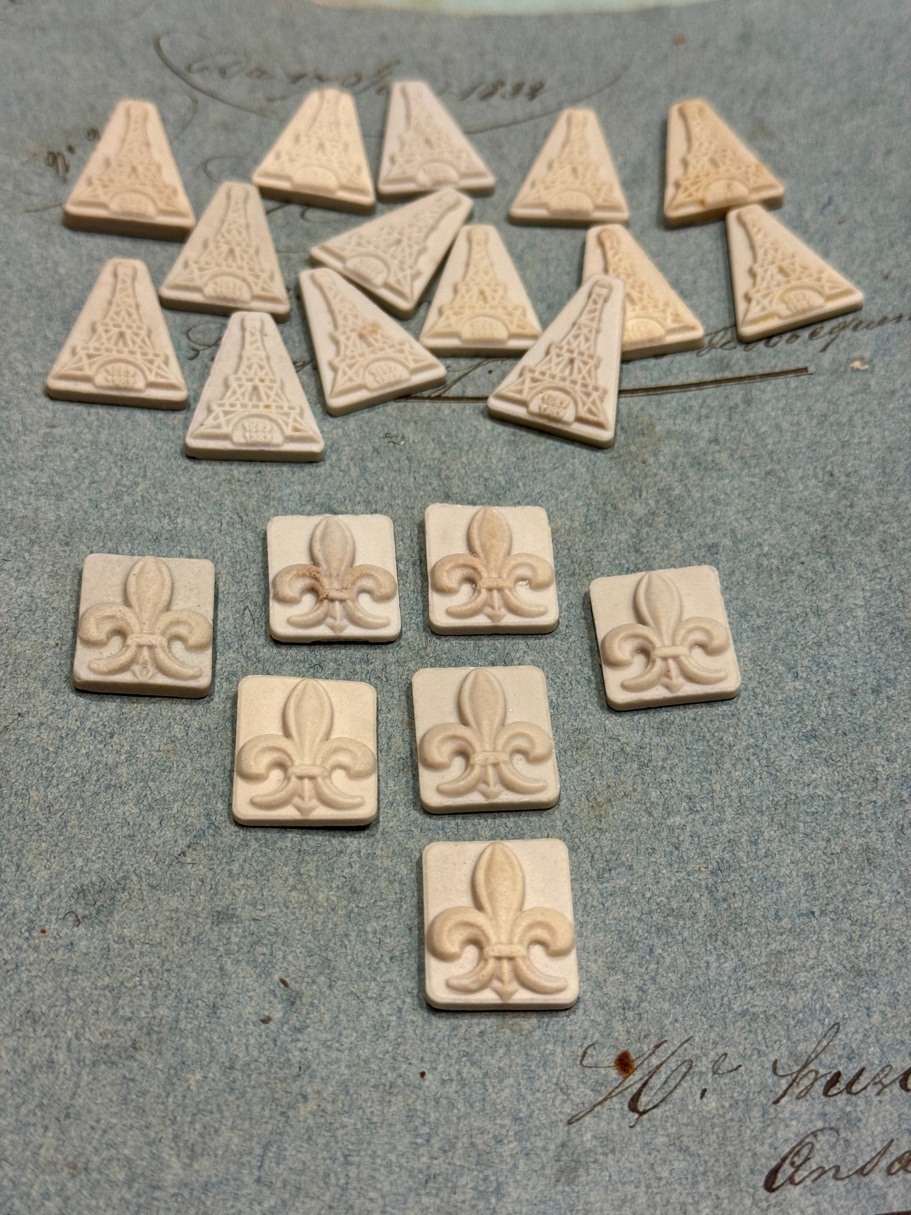 Ceramic French Feve's - Eiffel Tower & Fleur de Lis