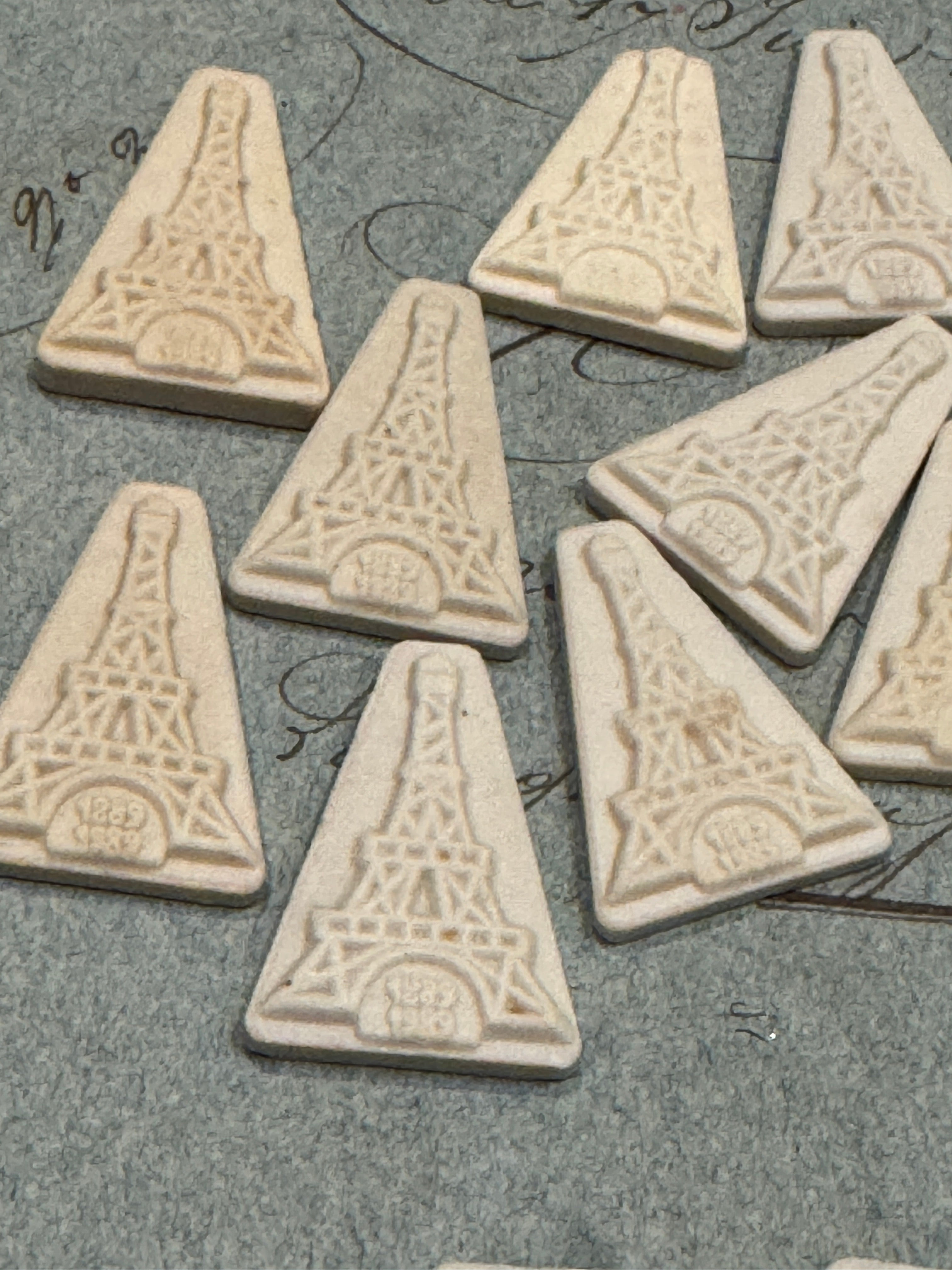 Ceramic French Feve's - Eiffel Tower & Fleur de Lis