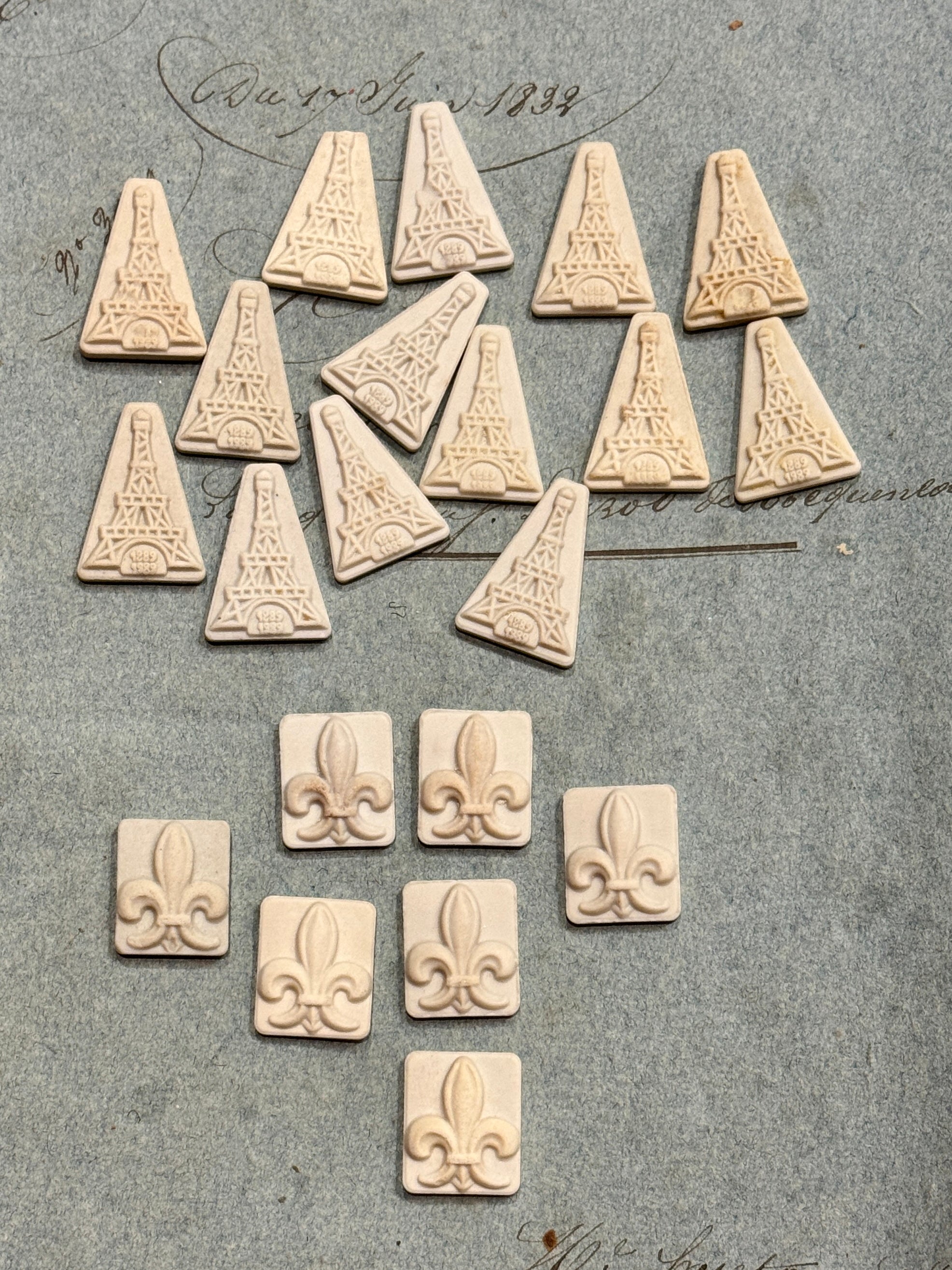 Ceramic French Feve's - Eiffel Tower & Fleur de Lis