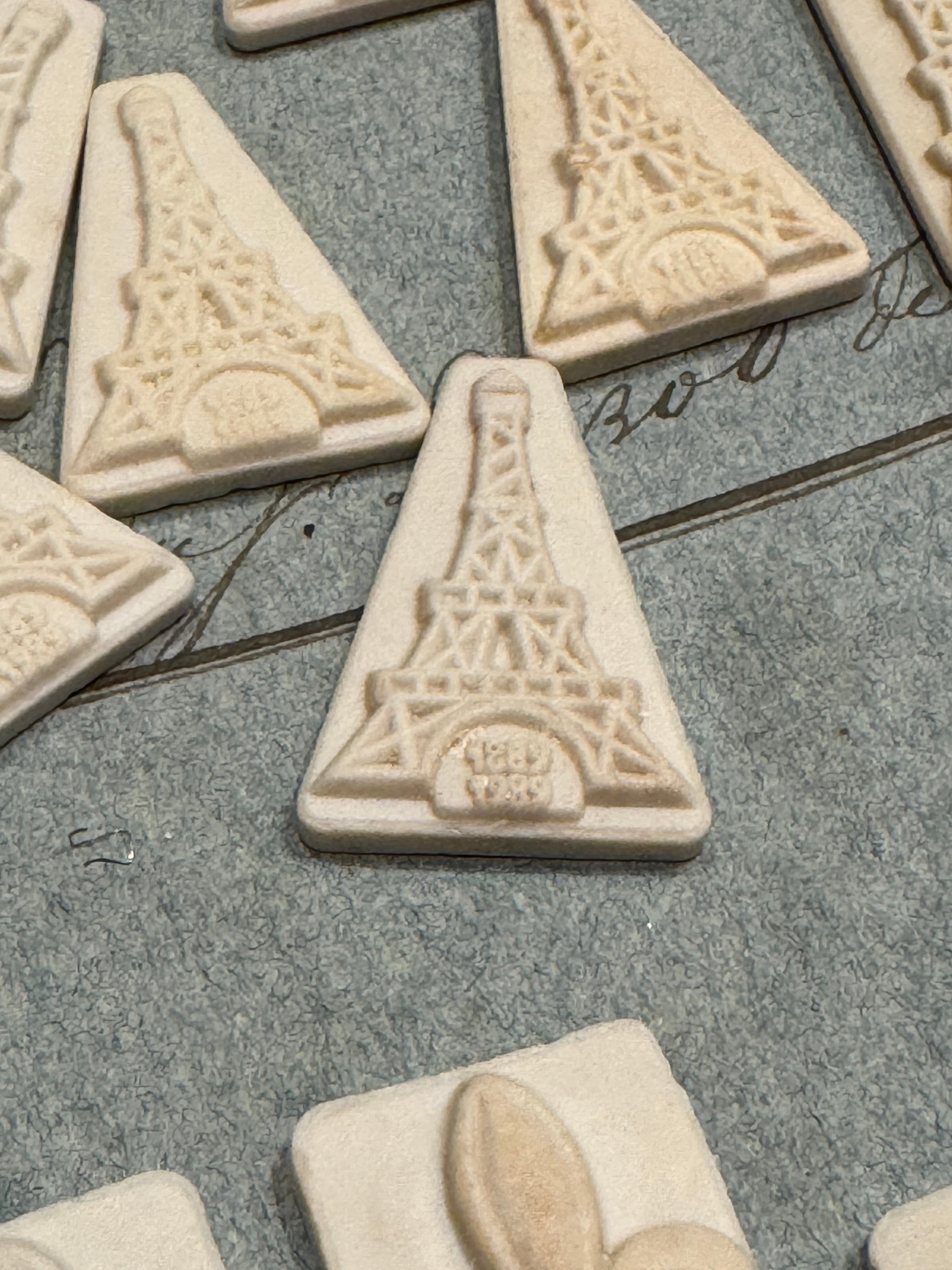 Ceramic French Feve's - Eiffel Tower & Fleur de Lis