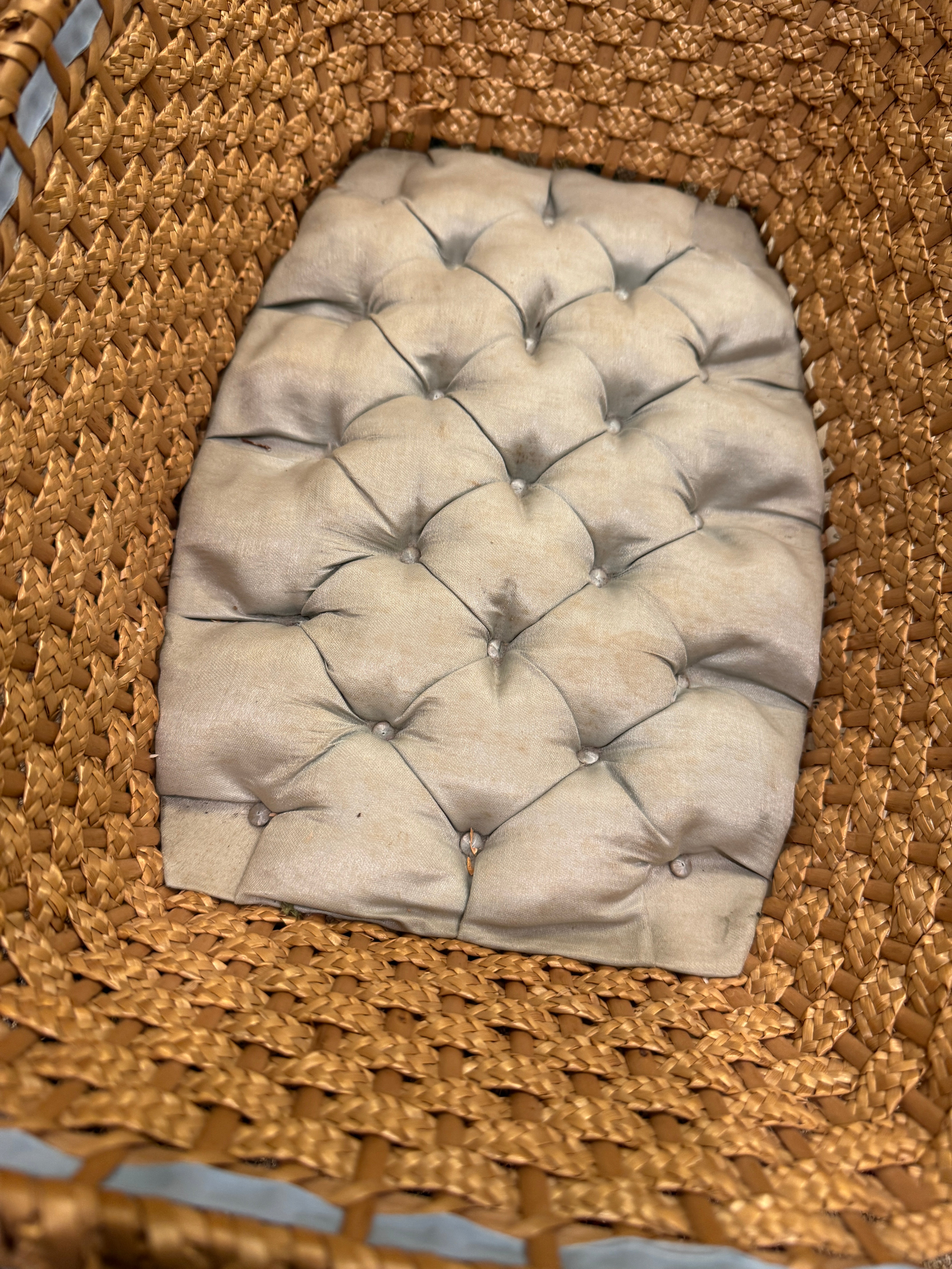 Exceptional Late 19th Century Antique Victorian Hand Woven Wicker Basket