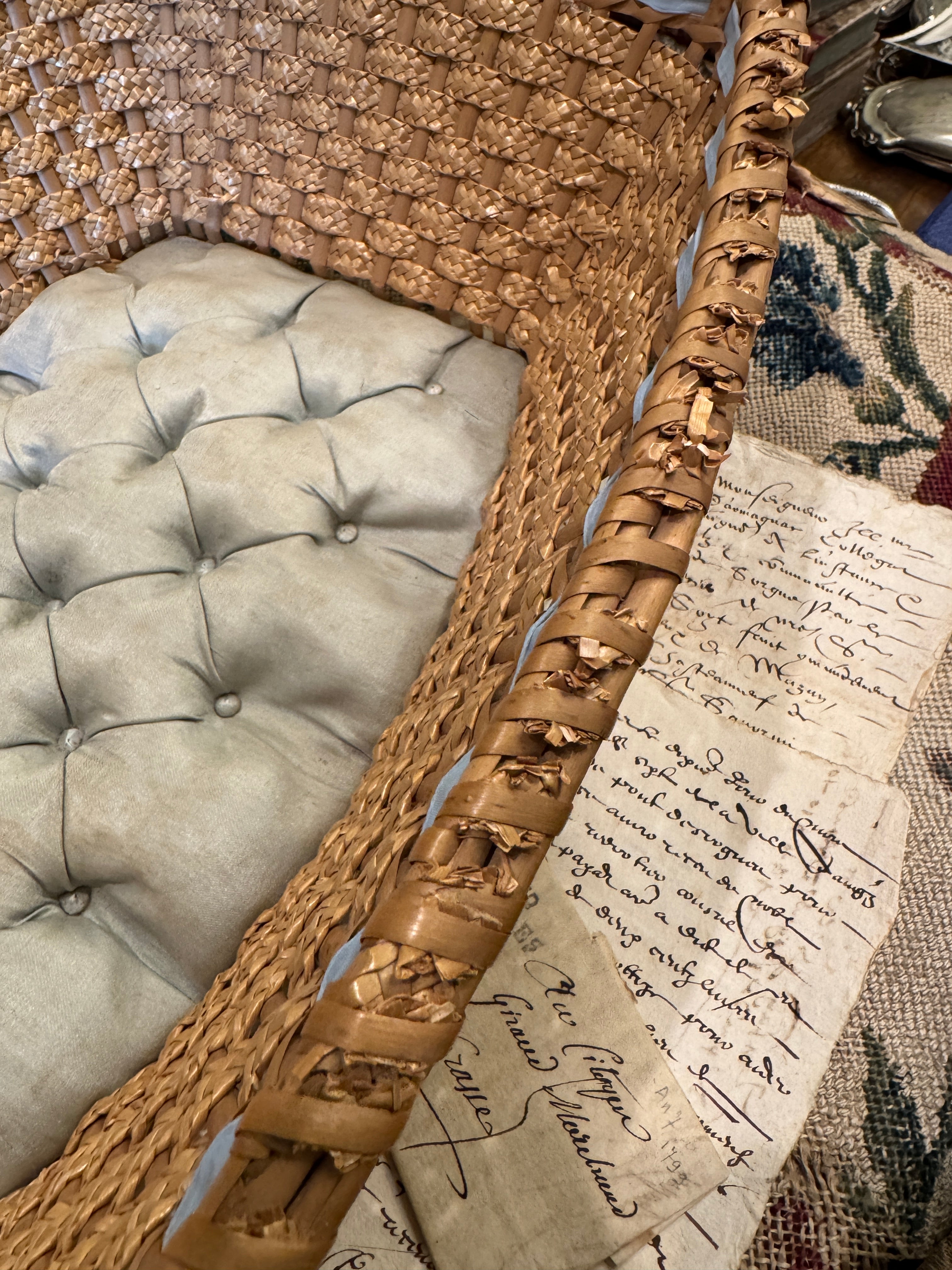 Exceptional Late 19th Century Antique Victorian Hand Woven Wicker Basket